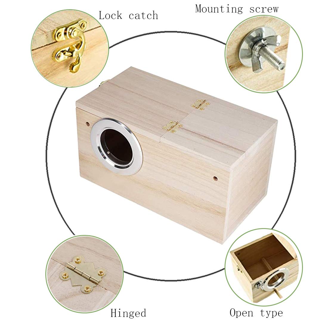 PINVNBY nichoir-bois-tailles-s-m-l-xl: tailles multiples pour cage adaptée.