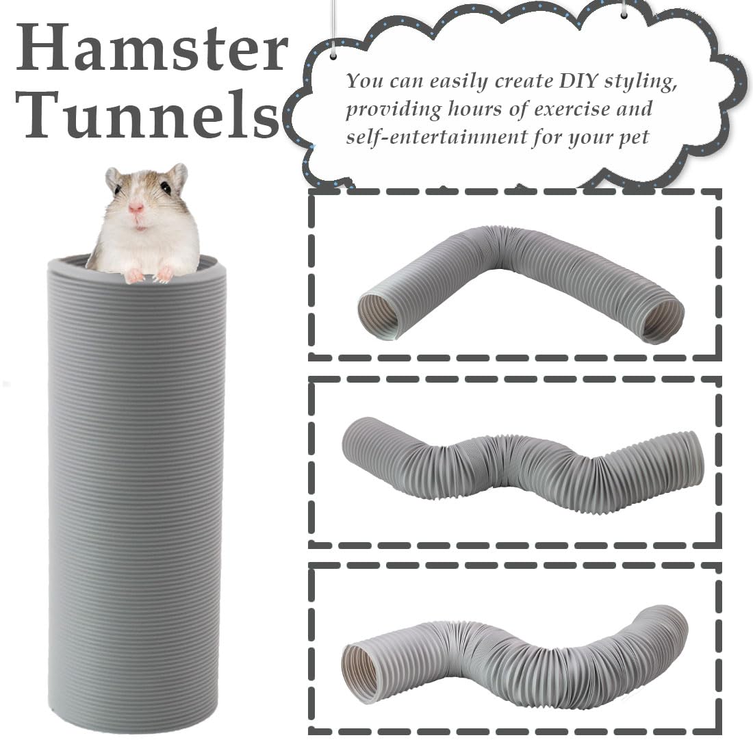PINVNBY tunel plástico para conejillos de indias extensible; ofrece ejercicio y variedad.