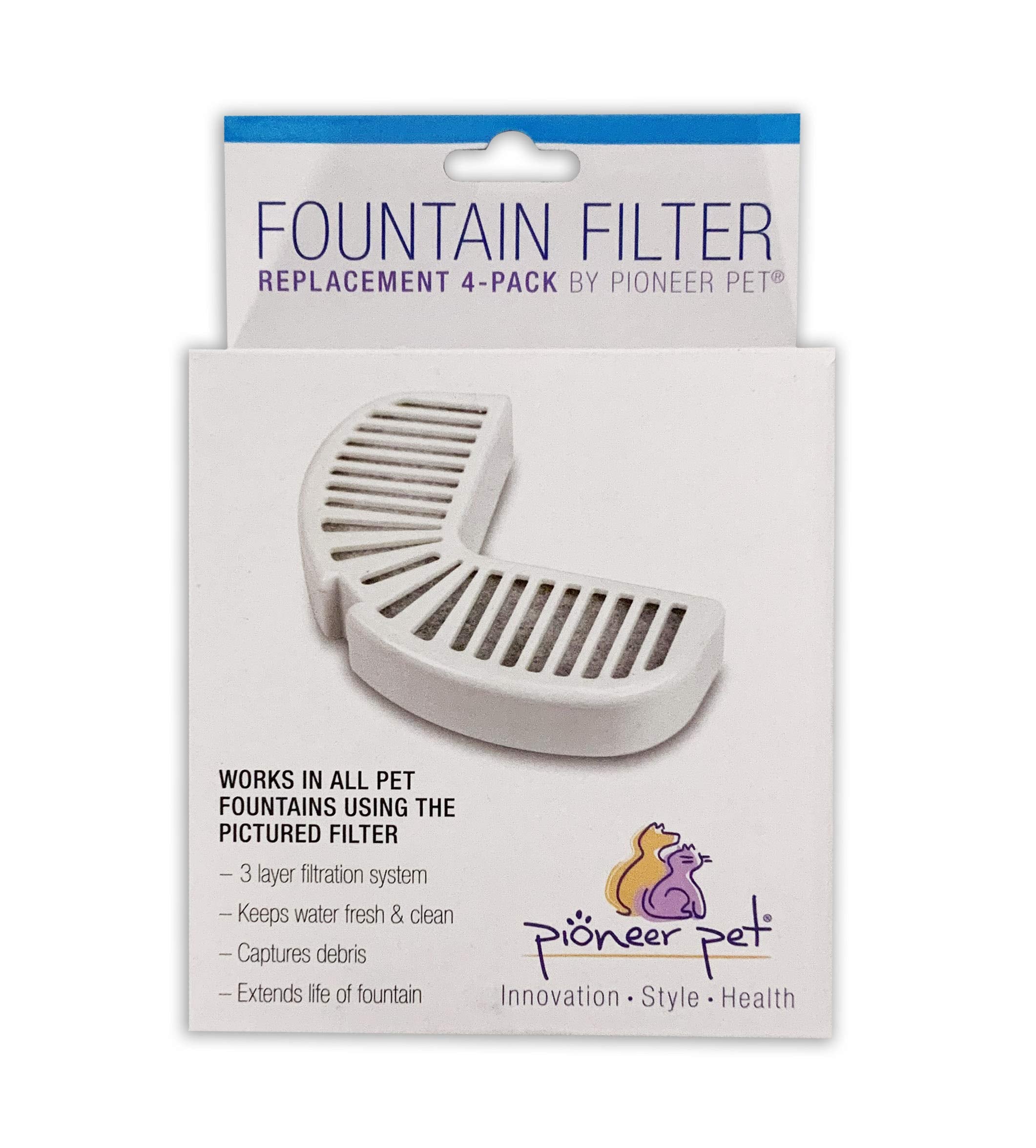 Filtros Pioneer Pet para fuentes Raindrop y Big Max manteniendo agua fresca.