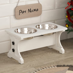 Piskyet soporte para perros estilo casa de campo eleva la comida para mayor comodidad.