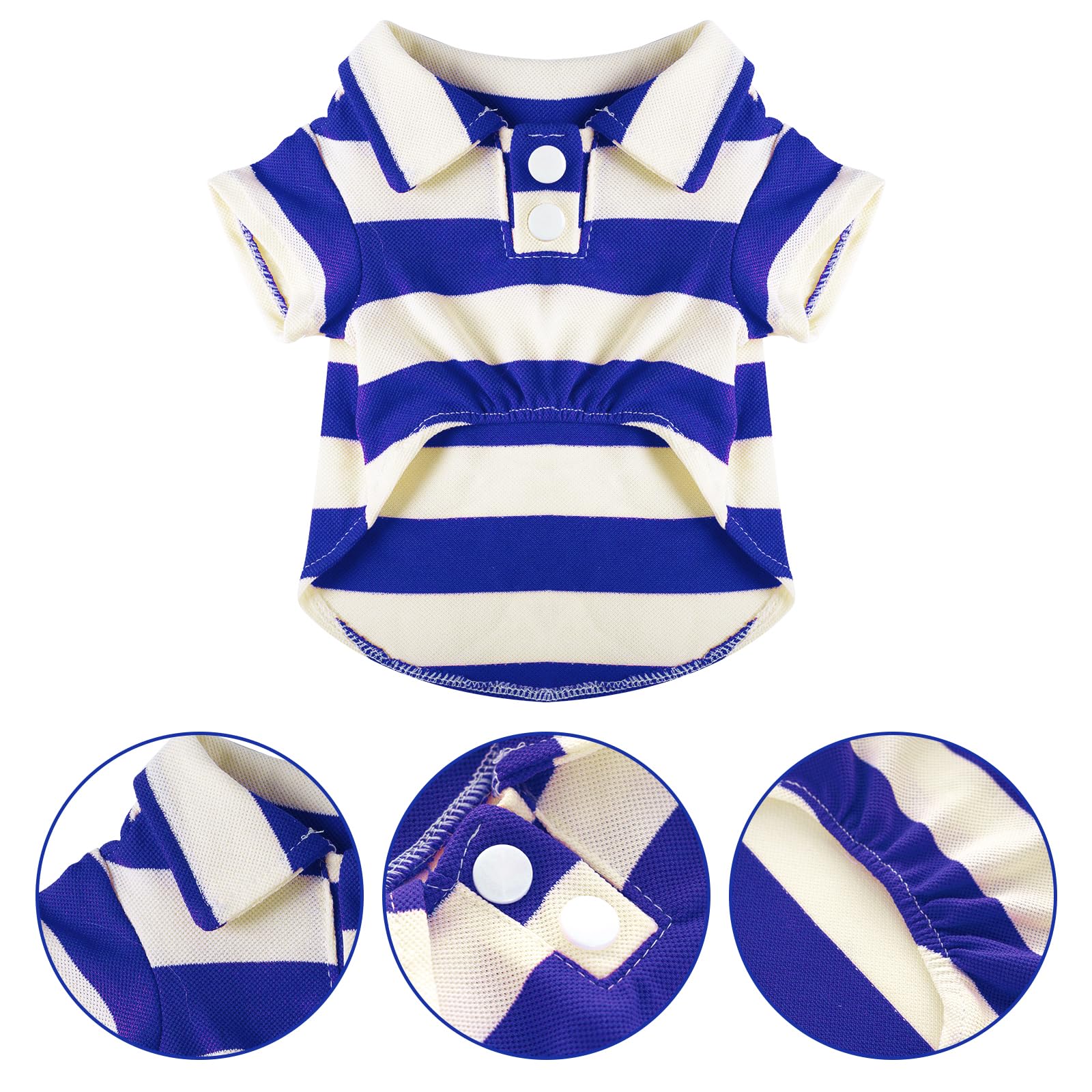Pistha camiseta-perro-polo cierre frontal con botones para ponerse fácilmente.