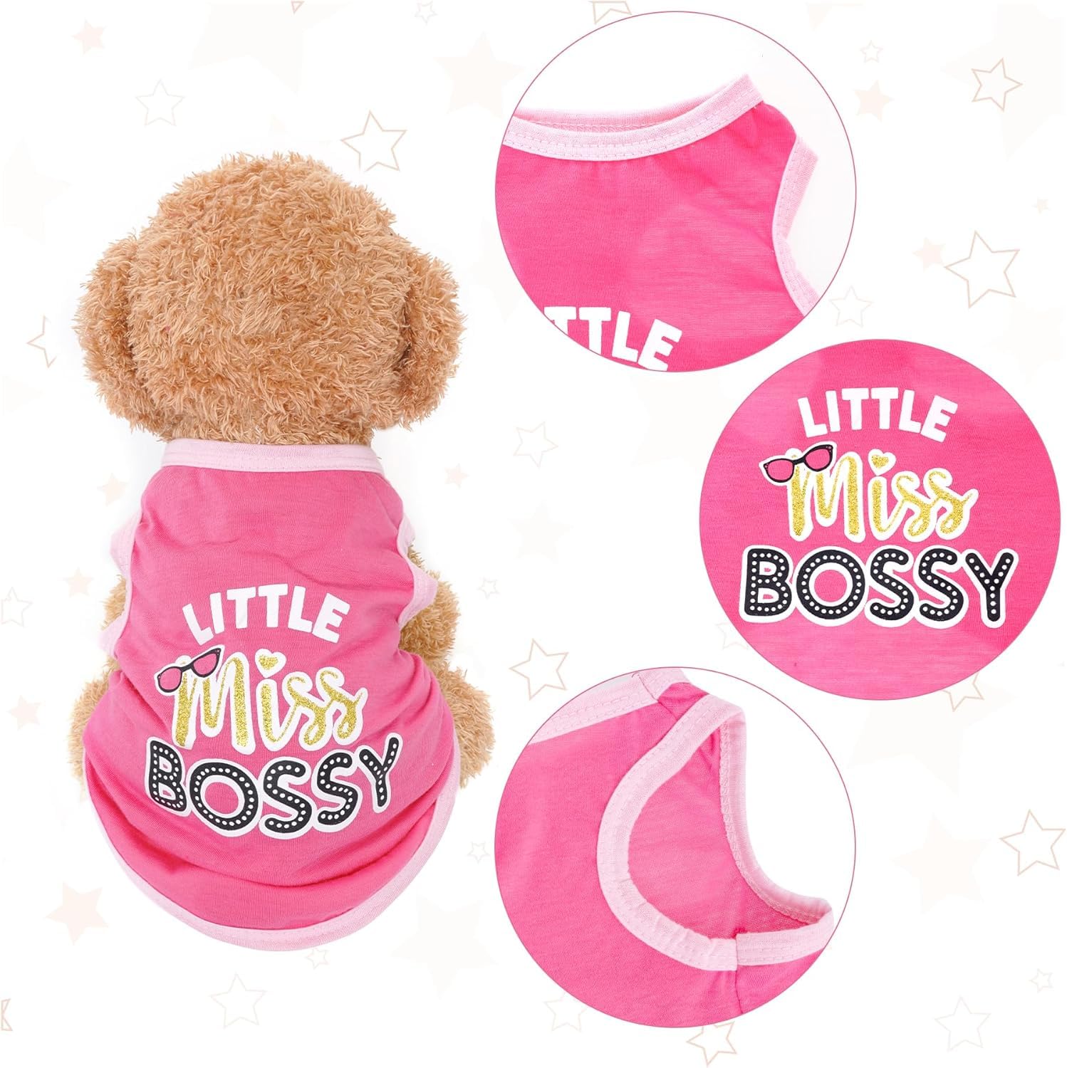 Pistha camiseta para perro con corazones rosa; ligero y fresco