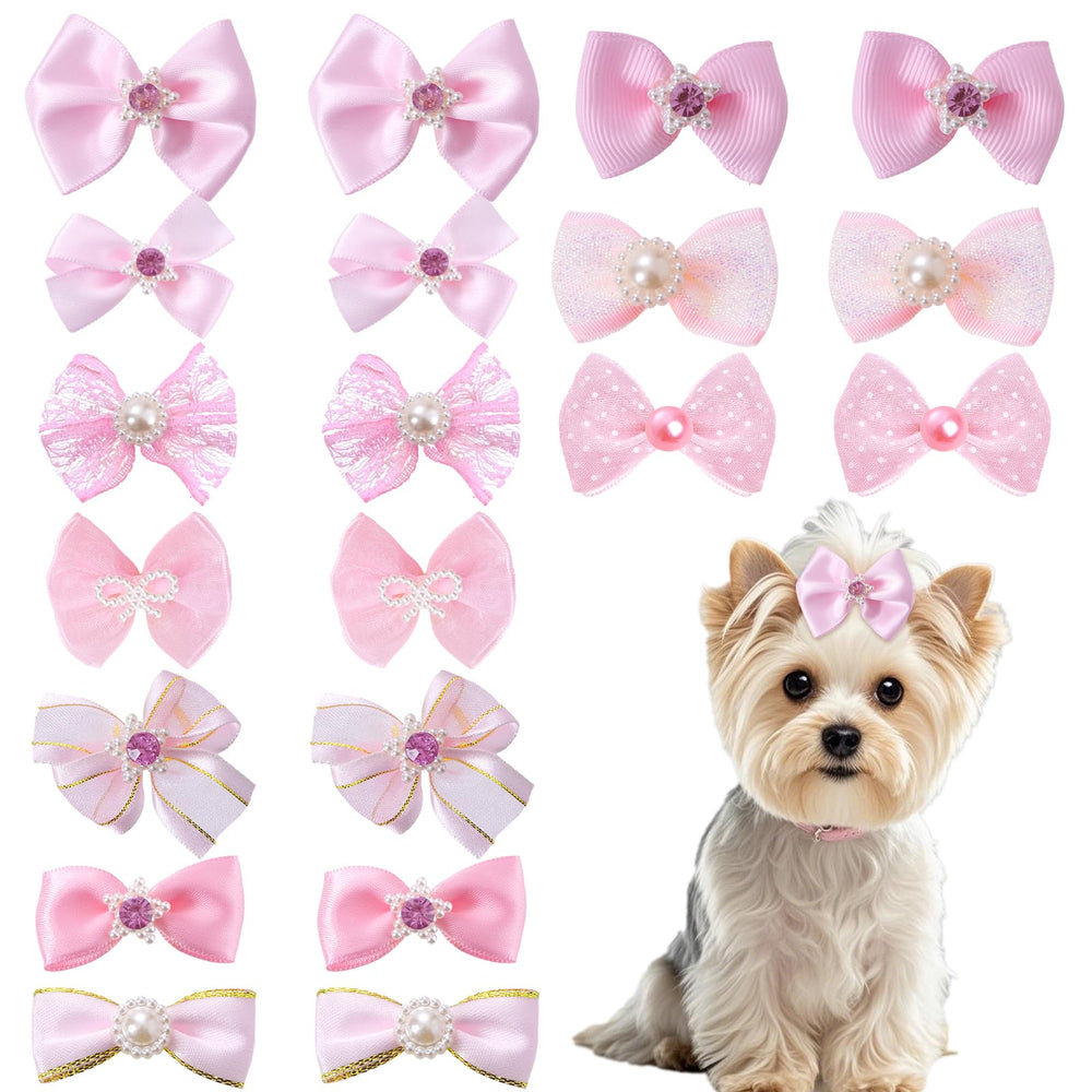 Lazo Pistha para pelo de perro rosa con lentejuelas, ideal para look diario