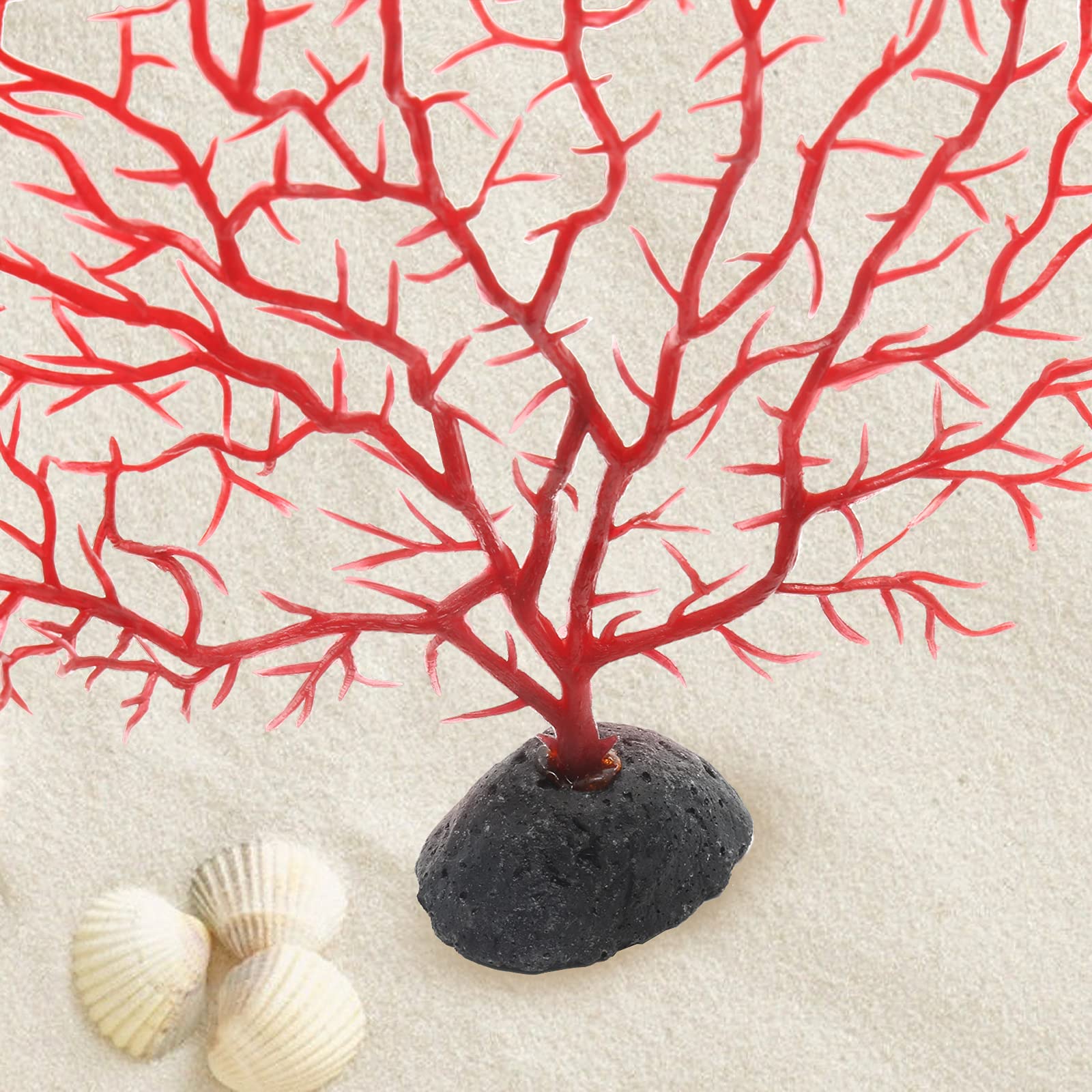 Piutouyar coral abanico rojo, detalle texturizado para un acuario realista.