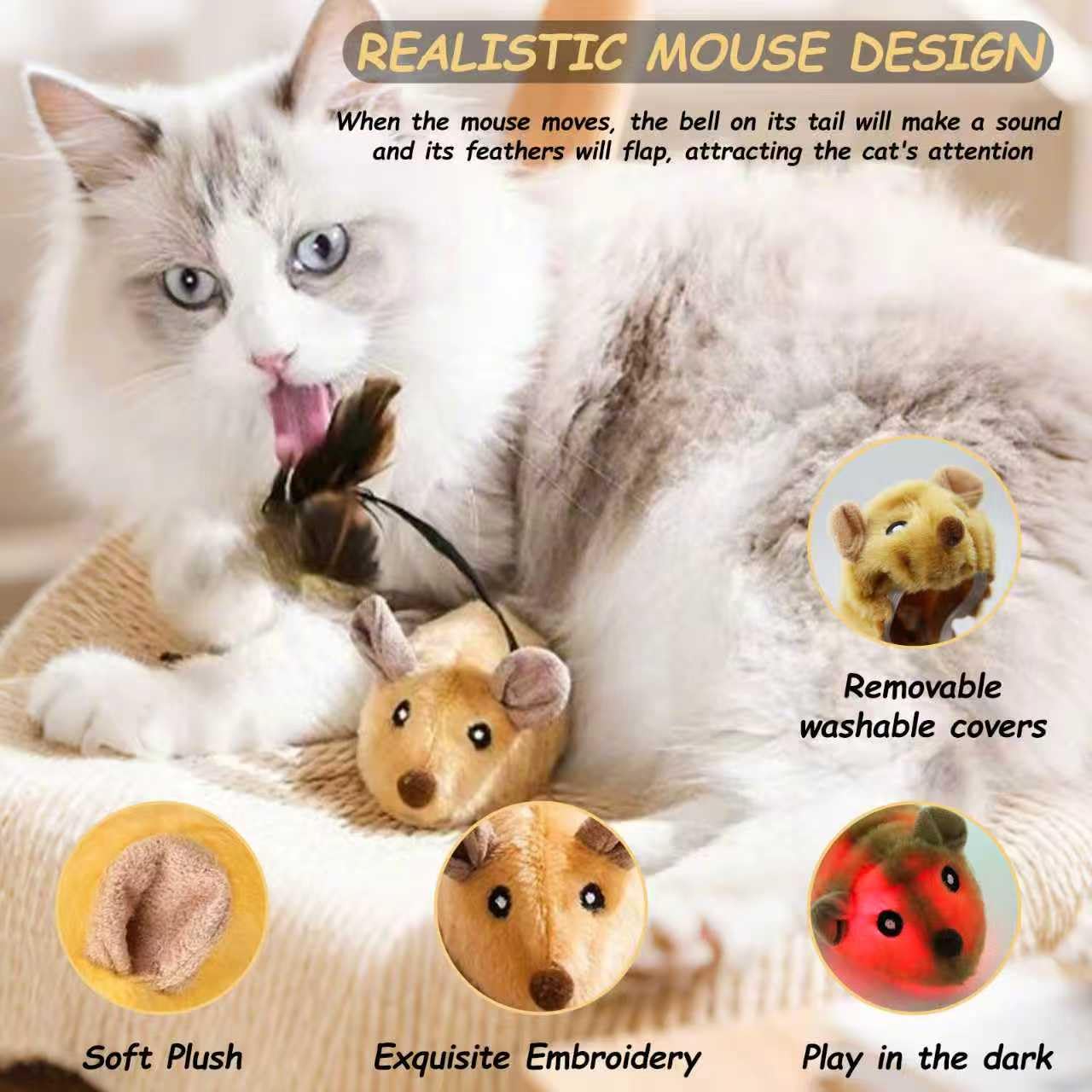 Pixibond ratón interactivo, movimiento aleatorio para mantener al gato entretenido