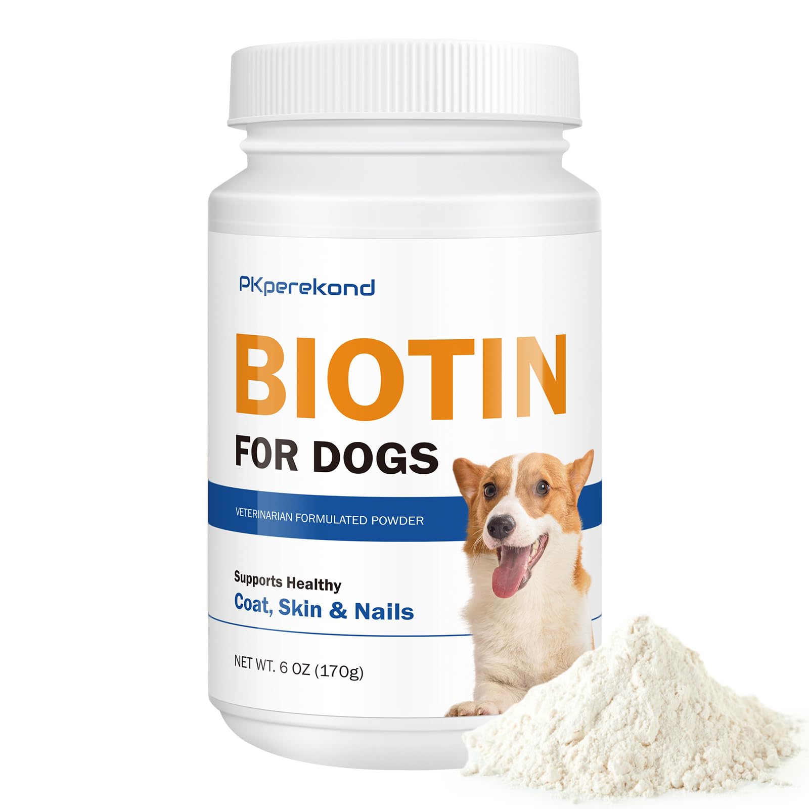 PKperekond Biotina para perros en envase de polvo para pelaje saludable.