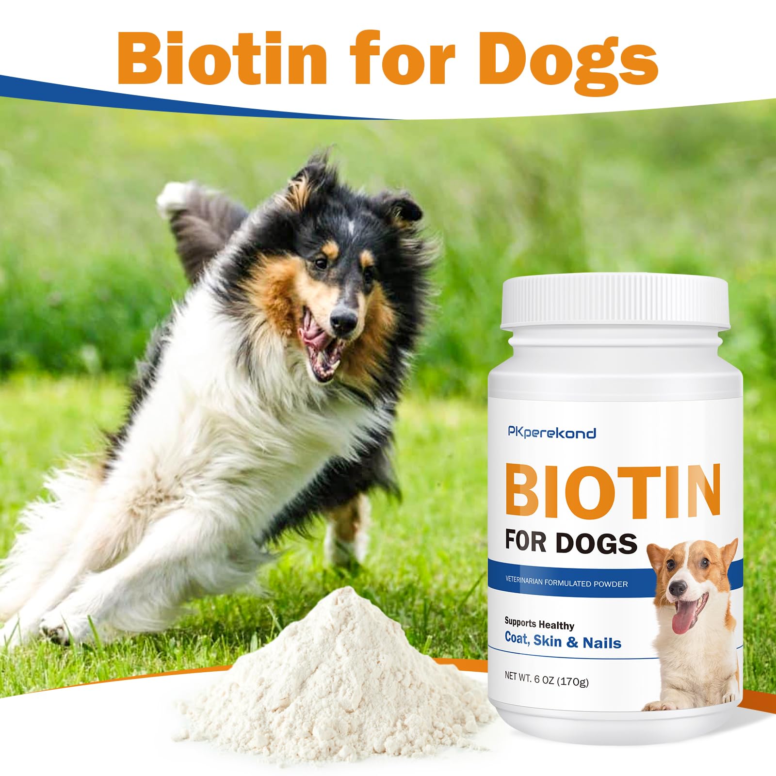 PKperekond Biotina para perros mezcla fácil en la comida.