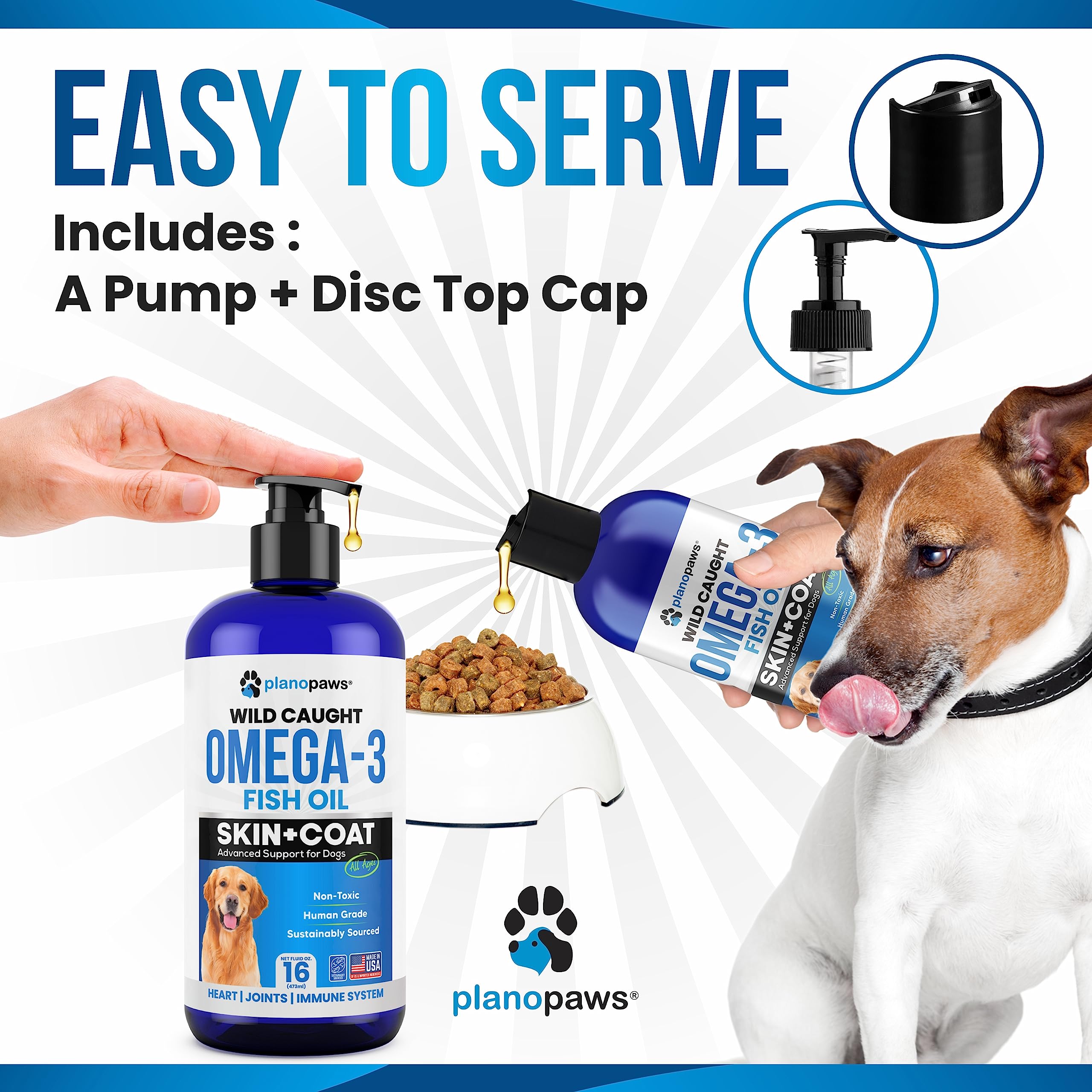 Planopaws Omega 3 para perros: olor suave para uso diario sin molestia.