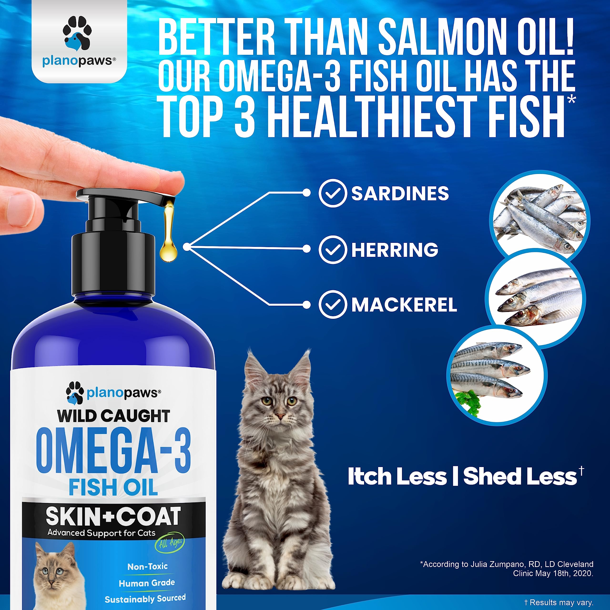 Planopaws Omega-3 para gatos: olor suave para uso diario.