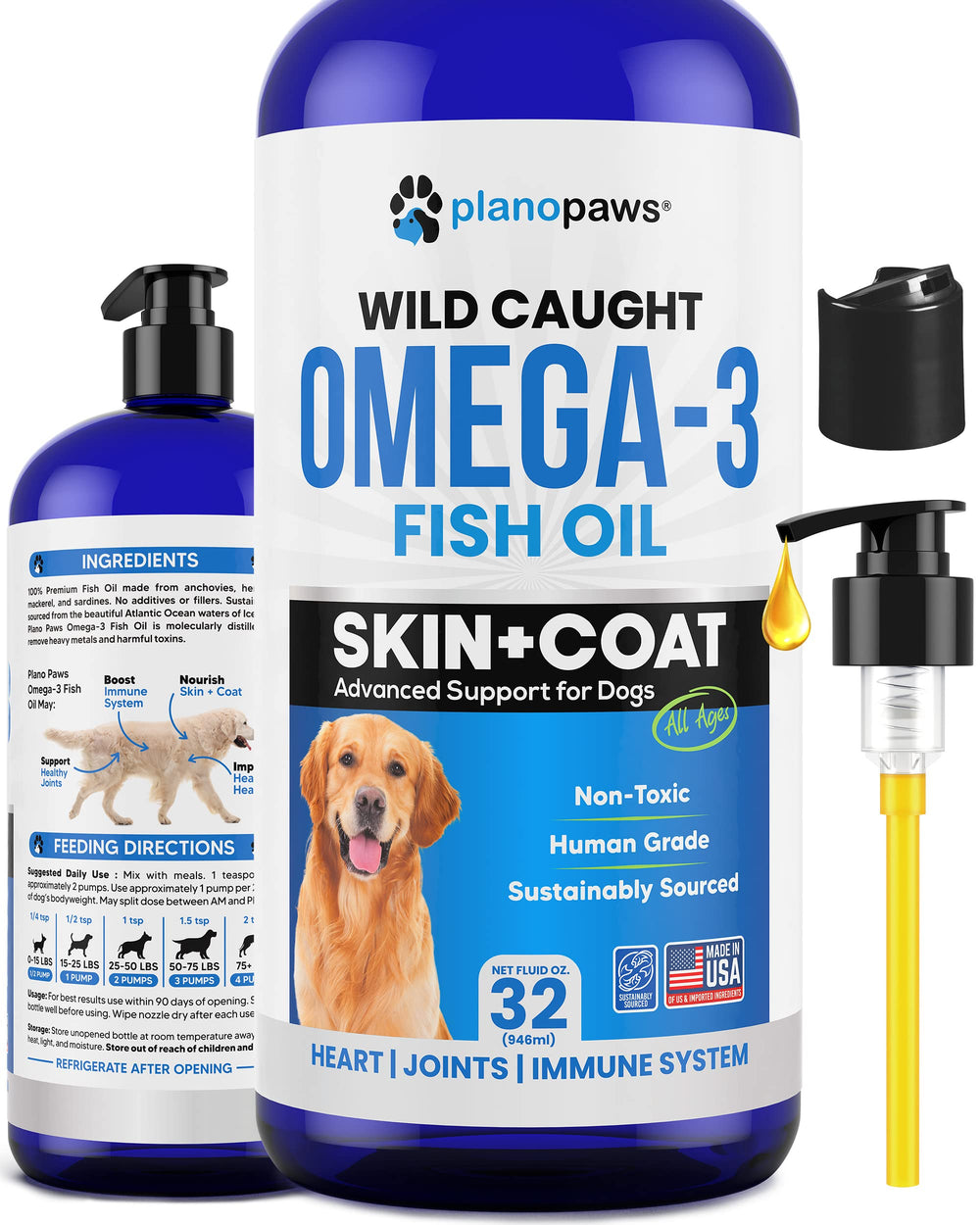 Planopaws Omega3: botella de aceite para perros para pelaje más saludable