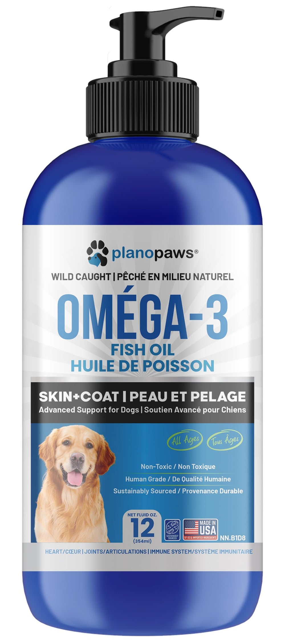 Planopaws Omega-3: caja de presentación para tienda online.