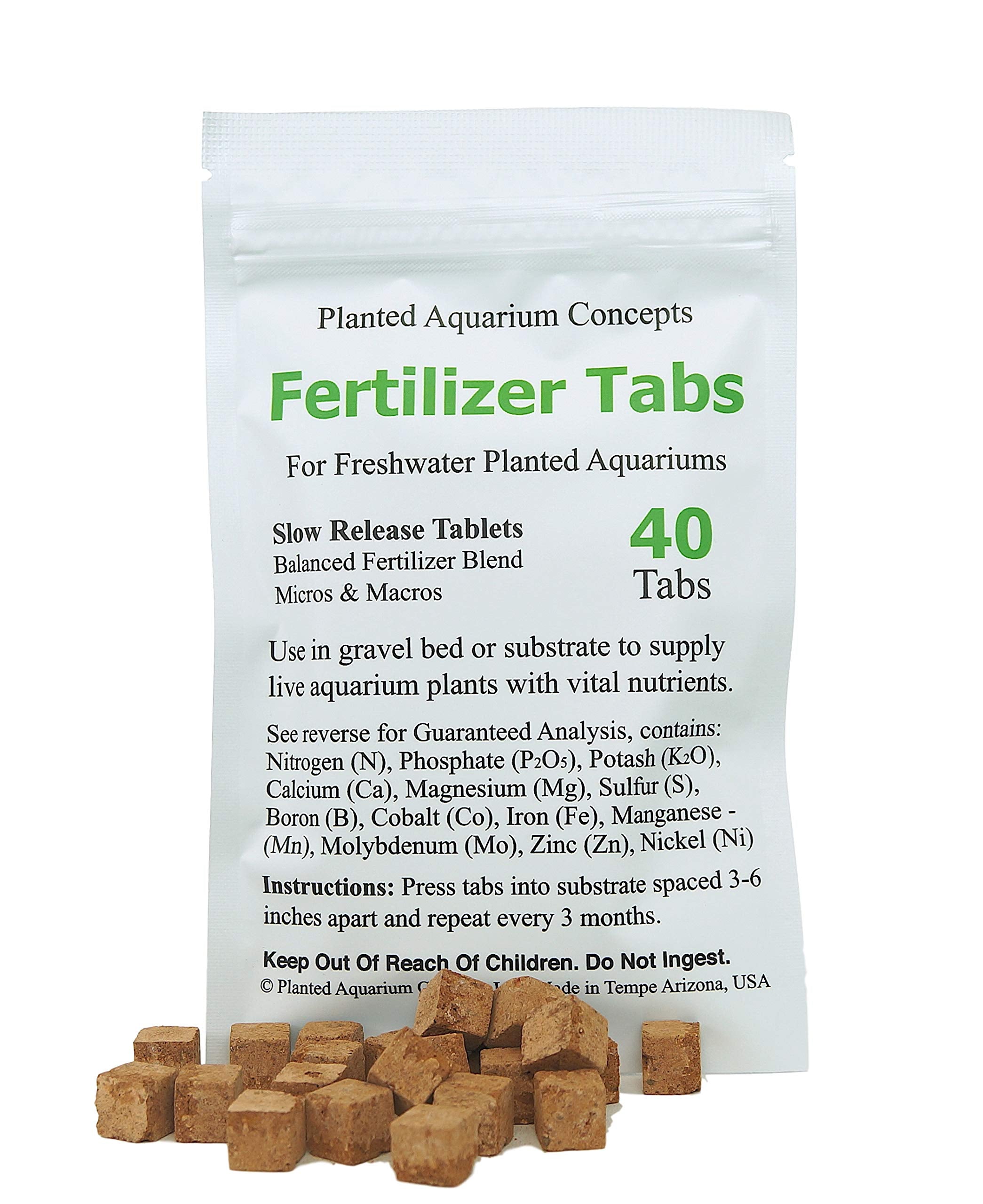Planted Aquarium Concepts tab fertilizante de raíz de 1 cm para crecimiento de plantas acuáticas.
