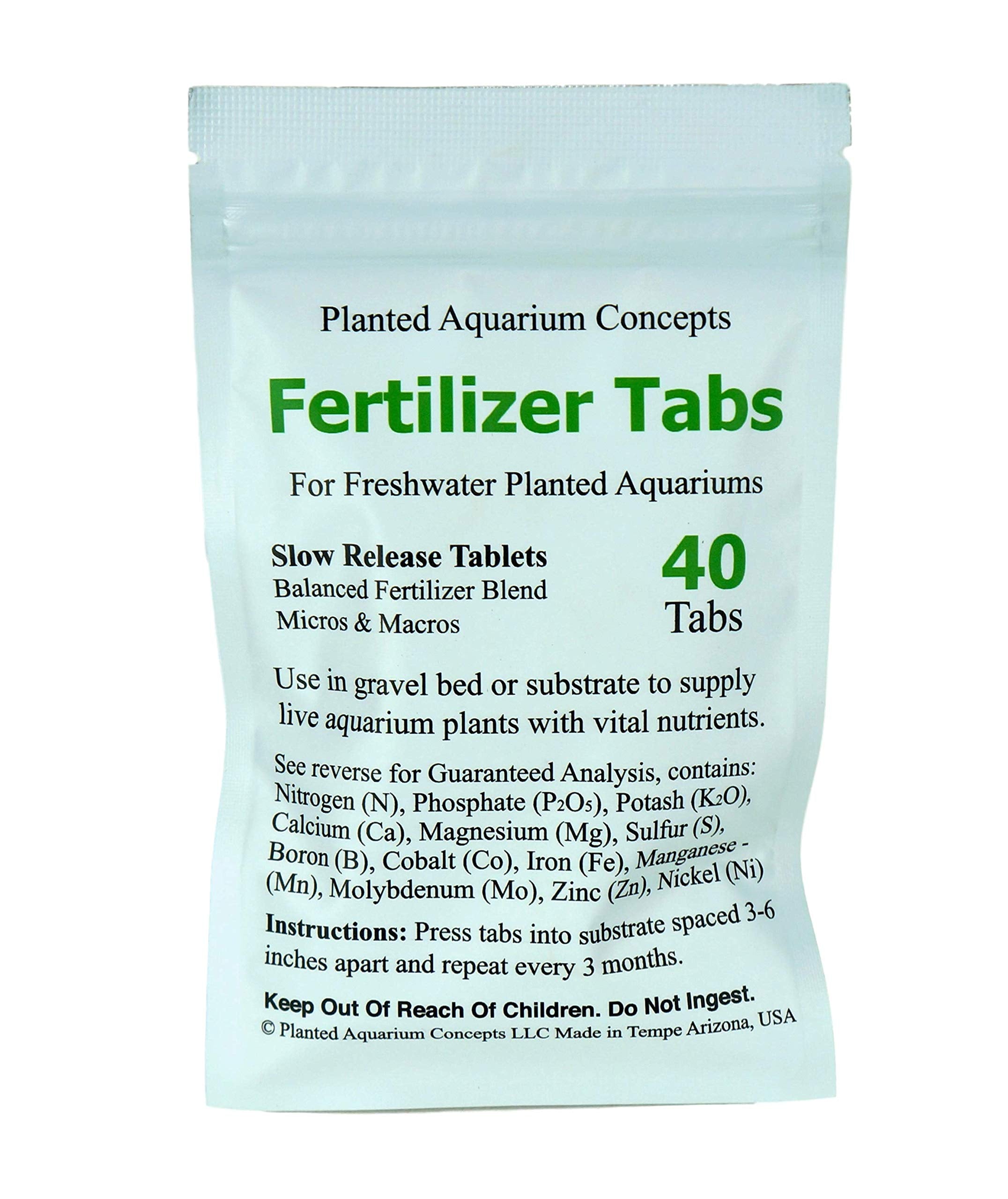 Tab fertilizante en sustrato de Planted Aquarium Concepts para nutrientes sostenidos en el acuario.