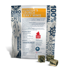 Plato Hundur's Crunch Jerky Minis secado al aire conserva sabor y nutrientes.