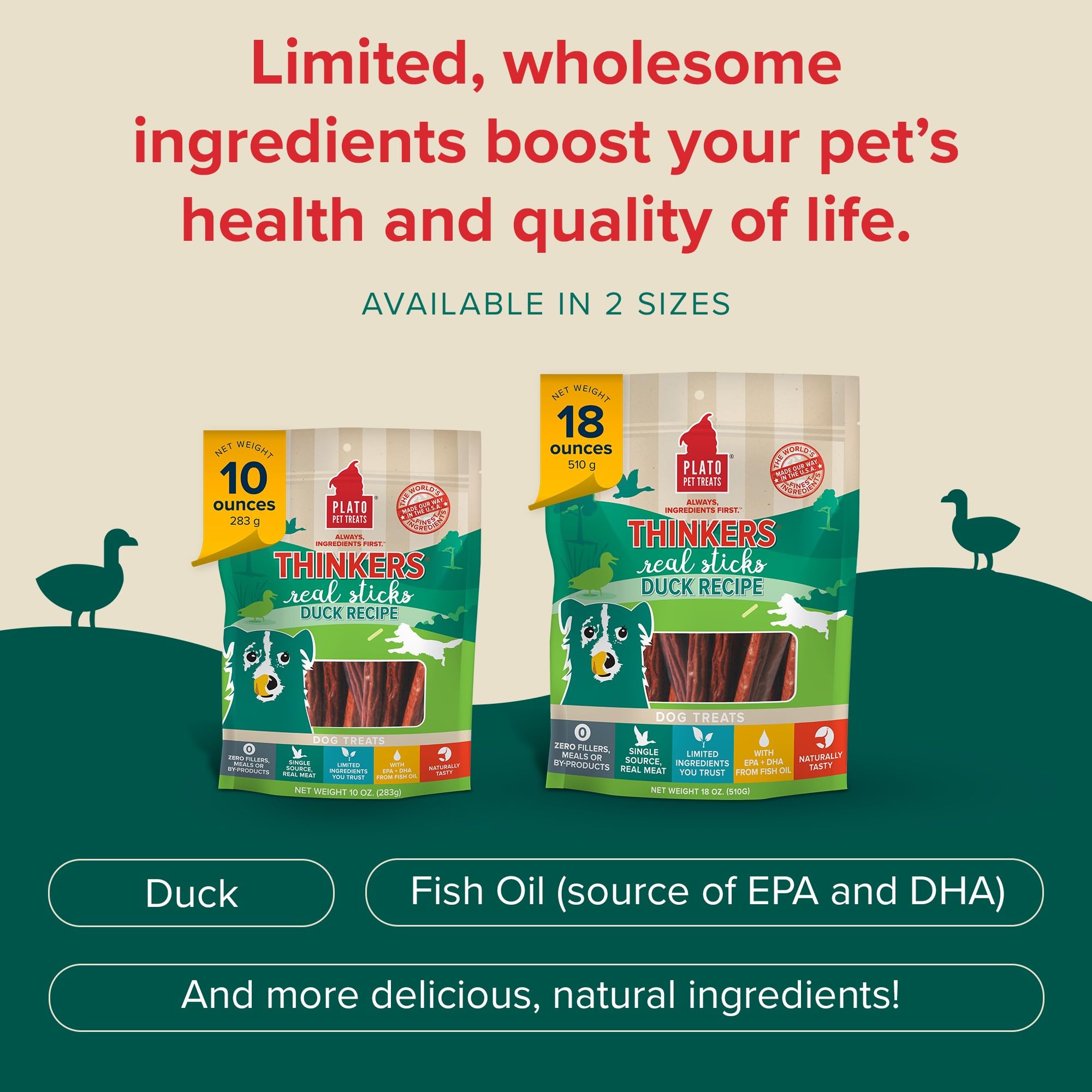 PLATO Pensadores Pato 10oz sin sabores artificiales para perros