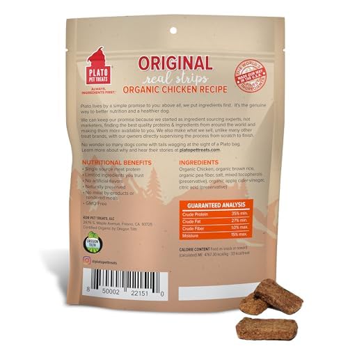 Barras de carne suaves de PLATO Real Strips para masticar fácilmente.