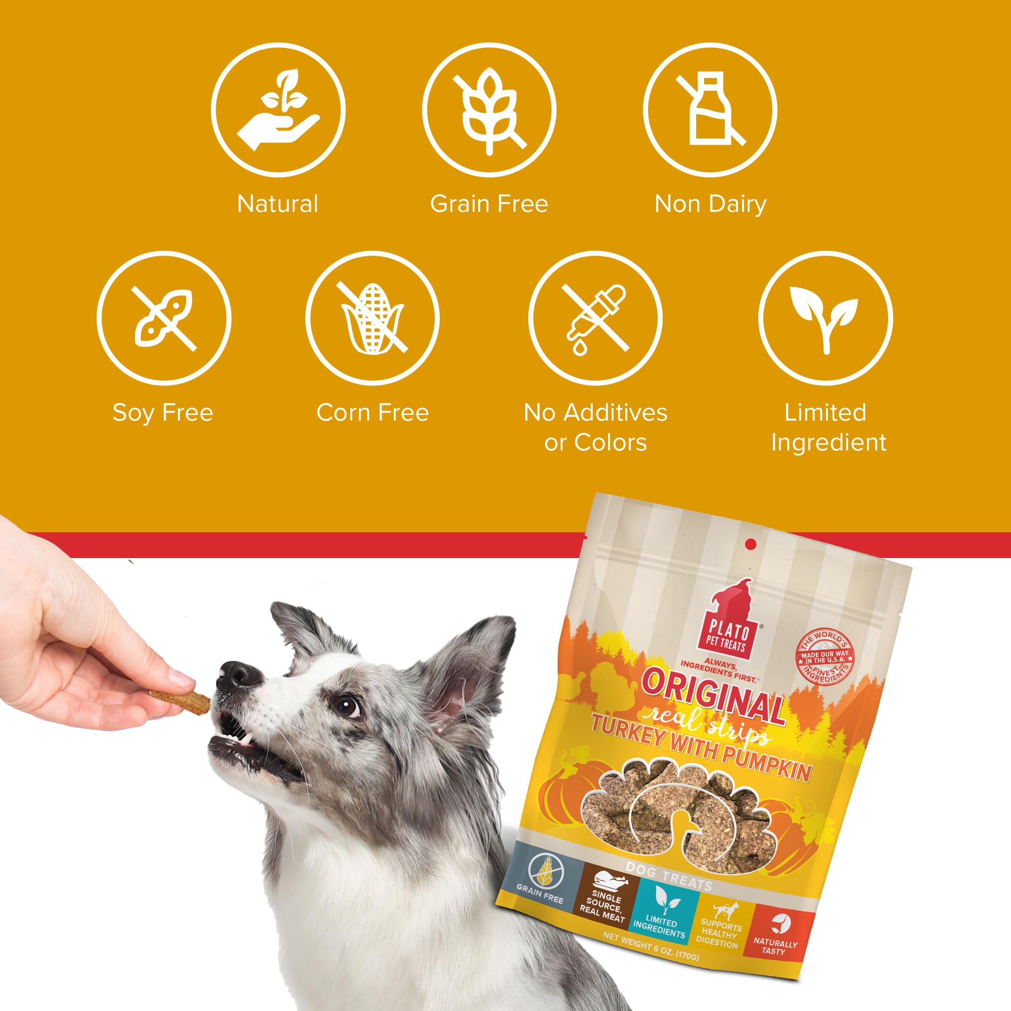 Plato Real Strips para-todos-los-tamanos: adecuado para perros de cualquier tamaño.