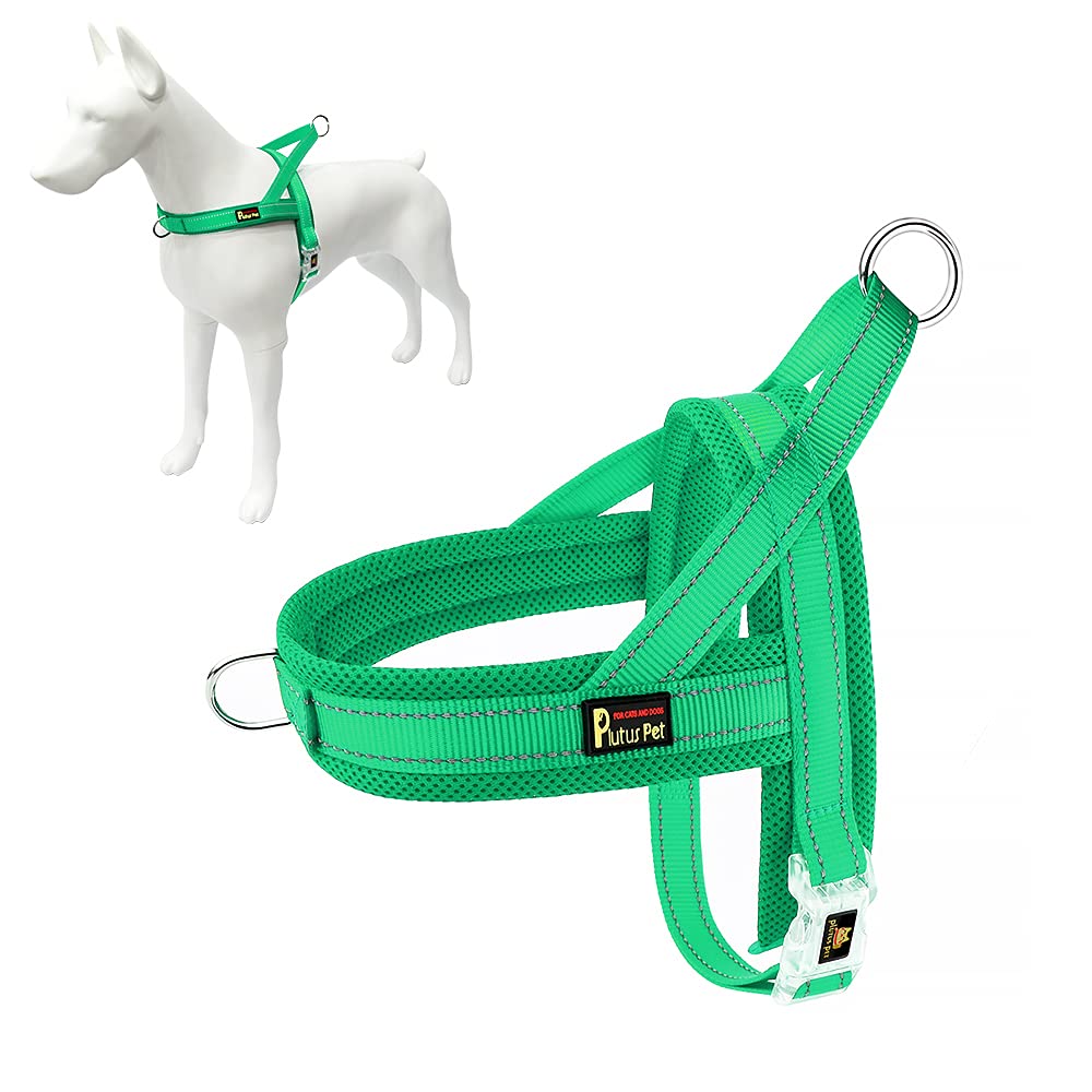 Arnés No Pull de Plutus Pet con ajuste rápido en verde para perros medianos
