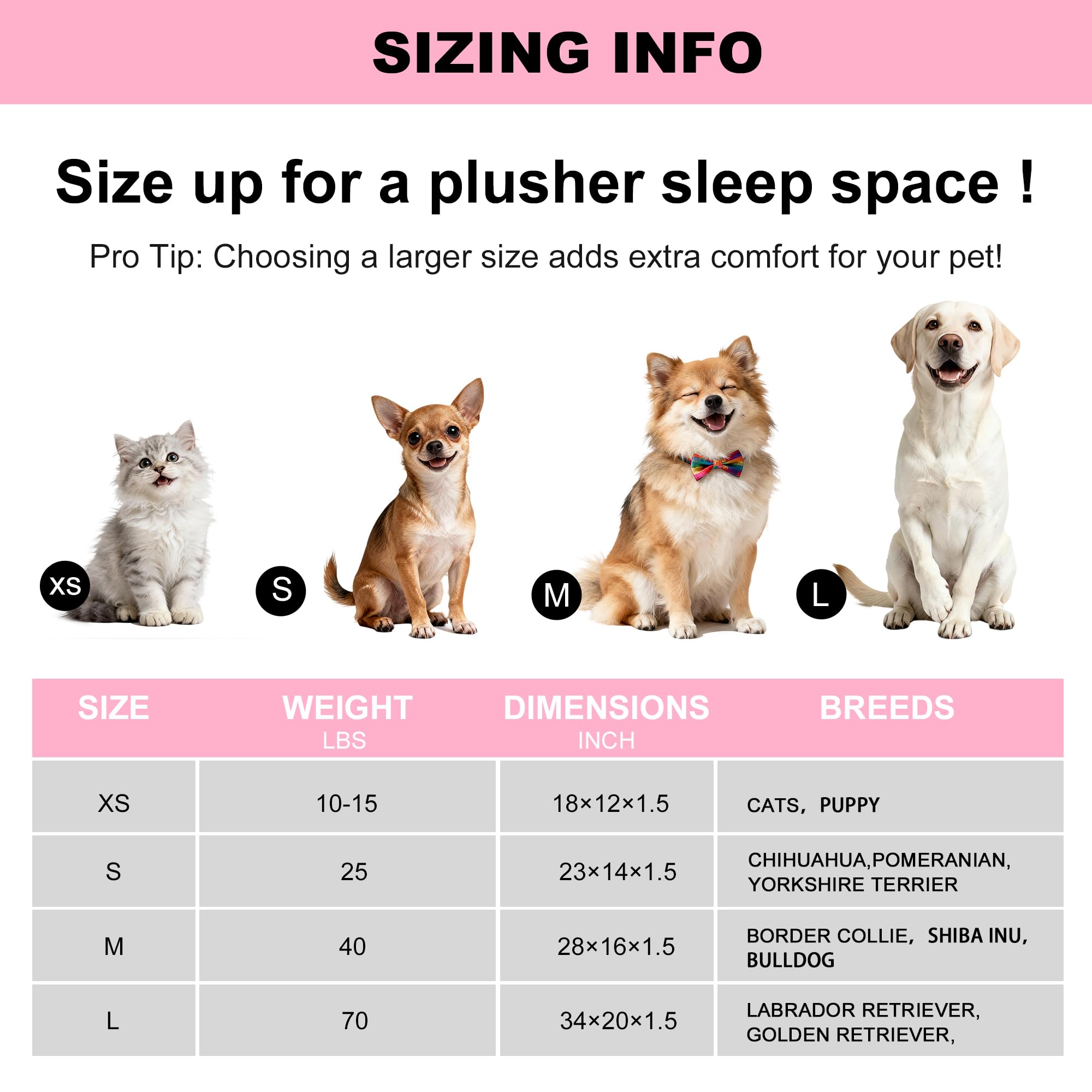 Pobopobo ajuste perfecto para gatos y perros pequeños rosa XS
