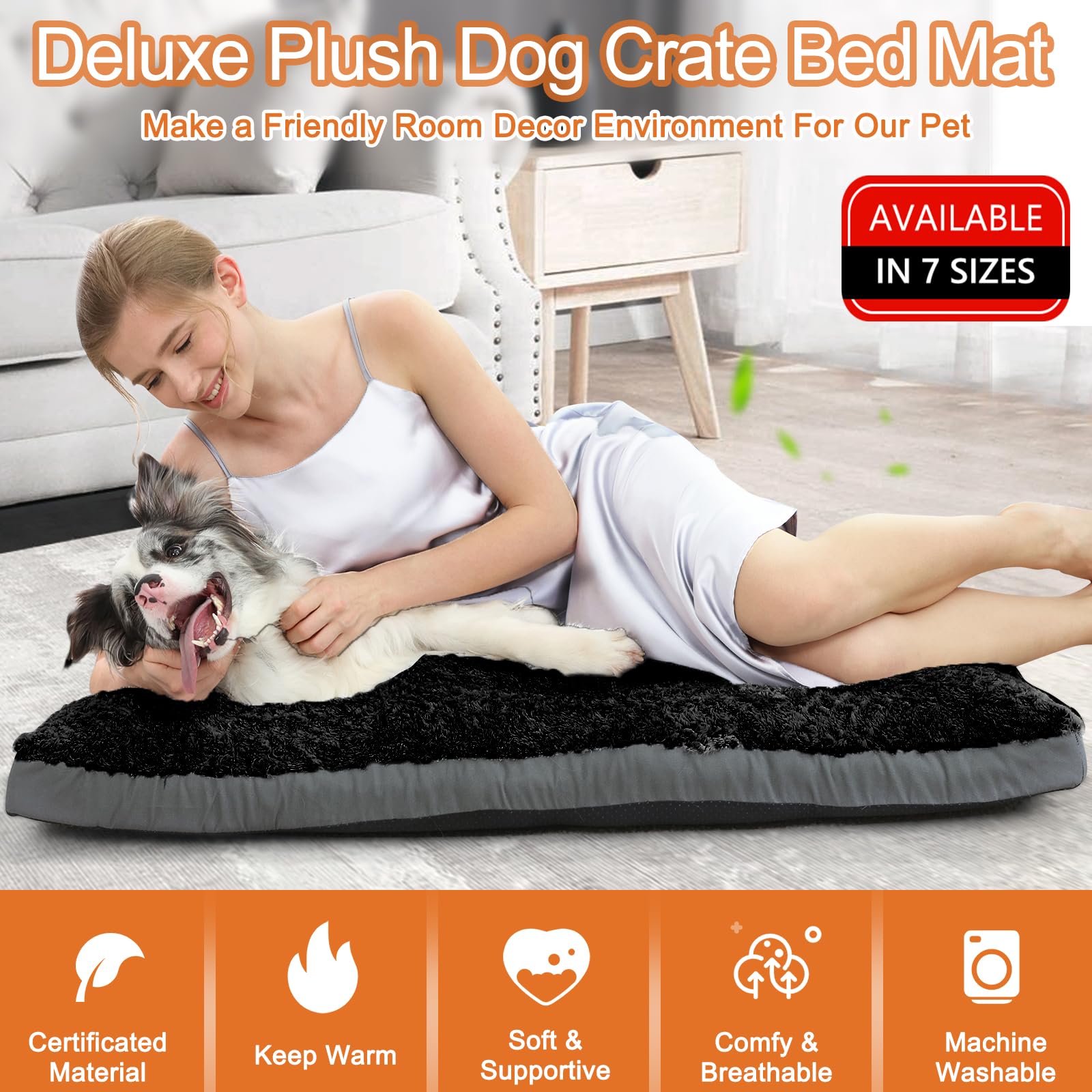 POCBLUE cama para perro mediana con base antideslizante, ideal para jaulas.
