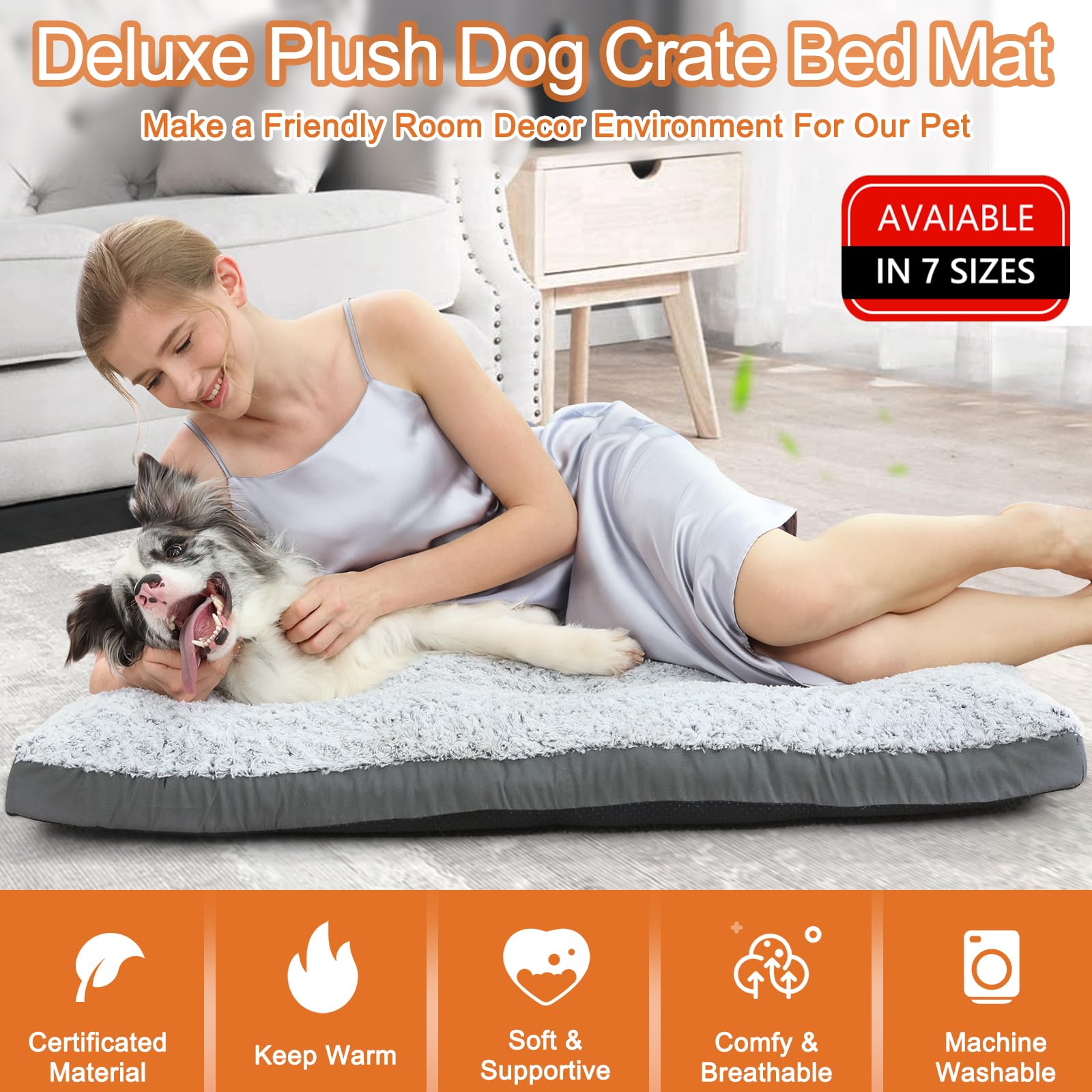 Cama para perro POCBLUE Deluxe con borde de tela Oxford para durabilidad.