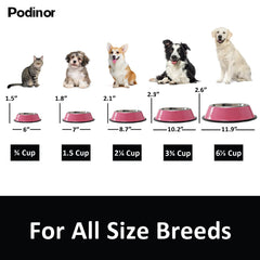 Podinor tazon grande acero inoxidable, antideslizante para perros grandes