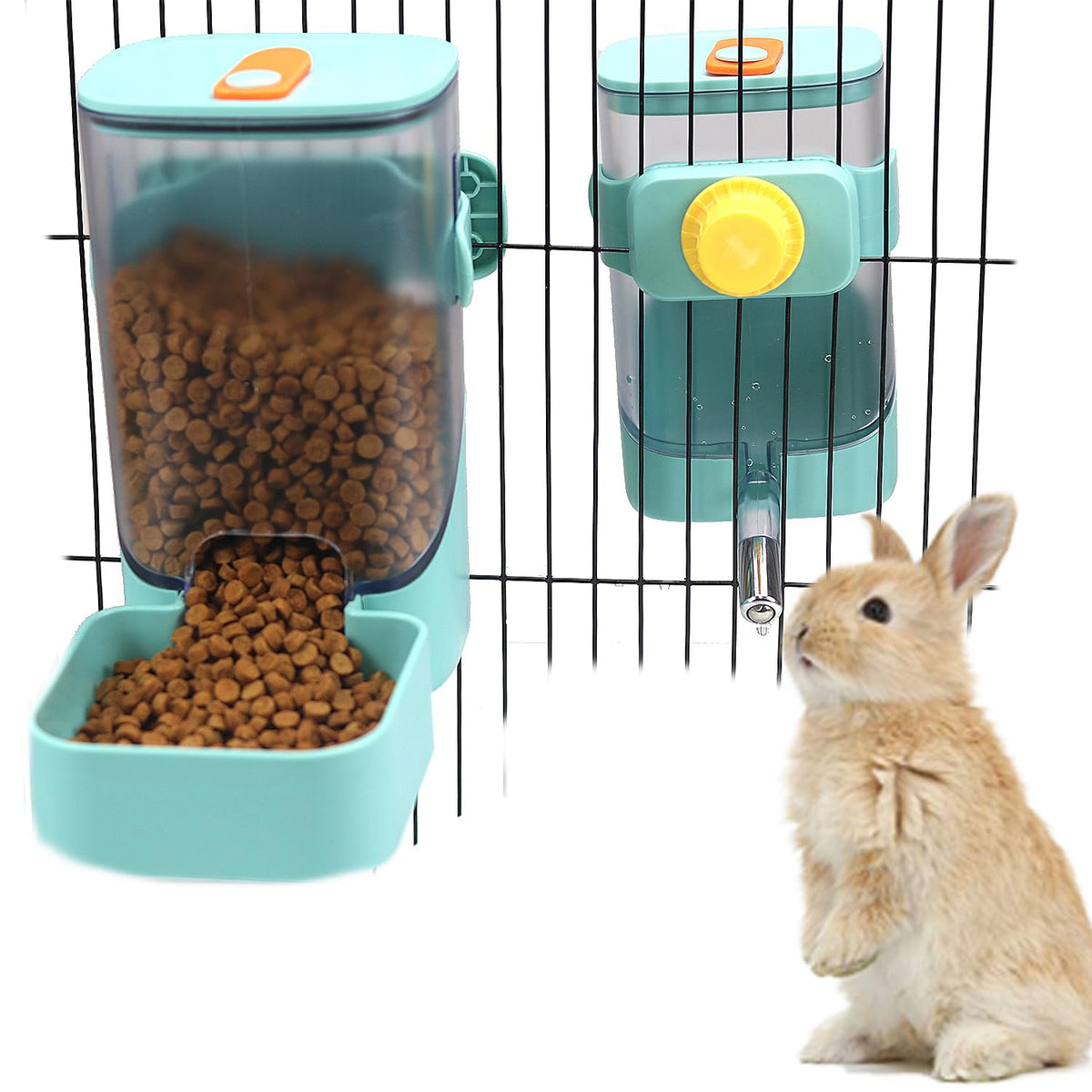 Podoo dispensador de agua para conejos con boquilla anti goteo y relleno fácil.