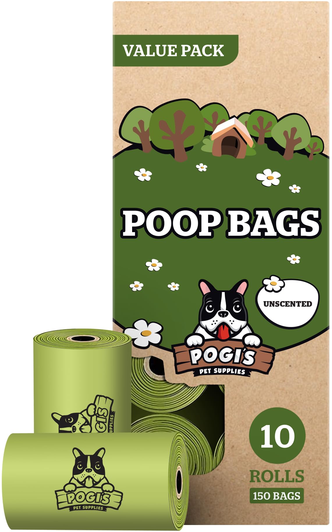 Bolsa para caca de perro Pogi's de 9x13,5 pulgadas para limpiezas diarias.