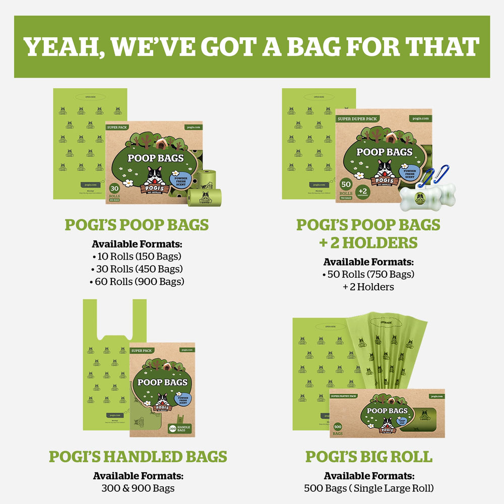 Pogi's bolsas adecuadas para desechos grandes sin desbordes.