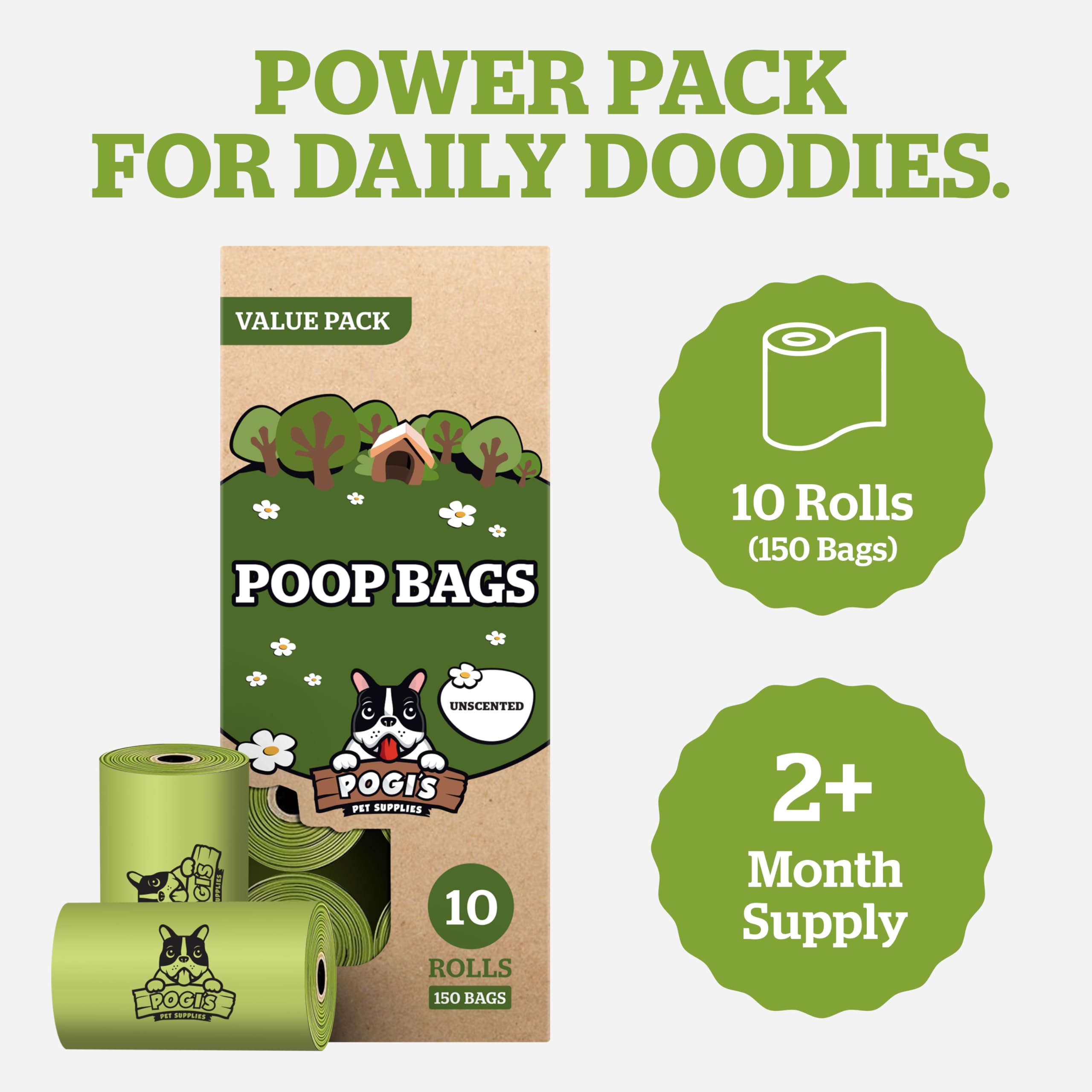 Conjunto de 10 rollos de Pogi's con 150 bolsas para semanas de caminatas.