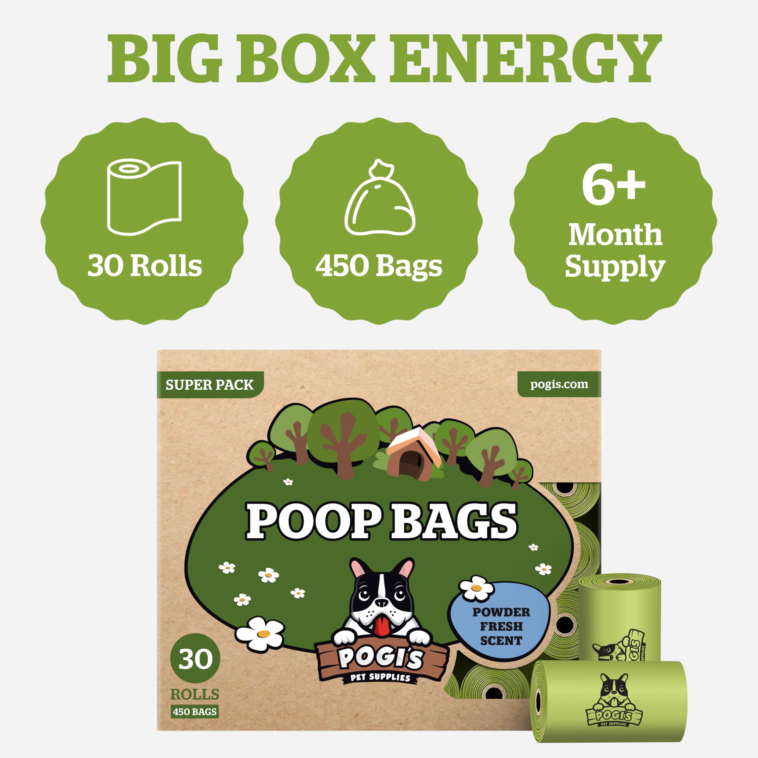 Pogi's bolsas compatibles con dispensadores estándar para paseos diarios.