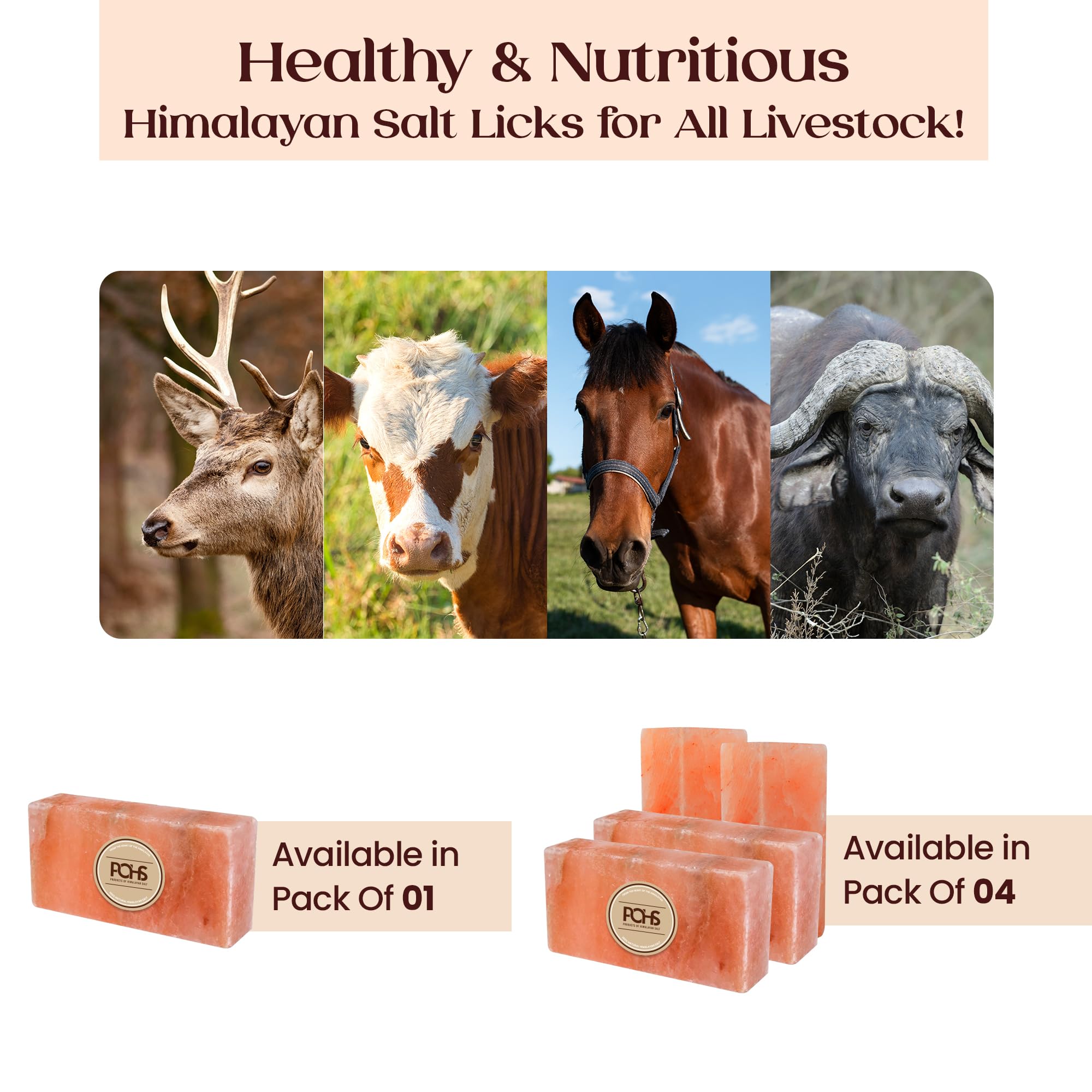 POHS bloque mineral natural para caballos, ciervos y ovejas.