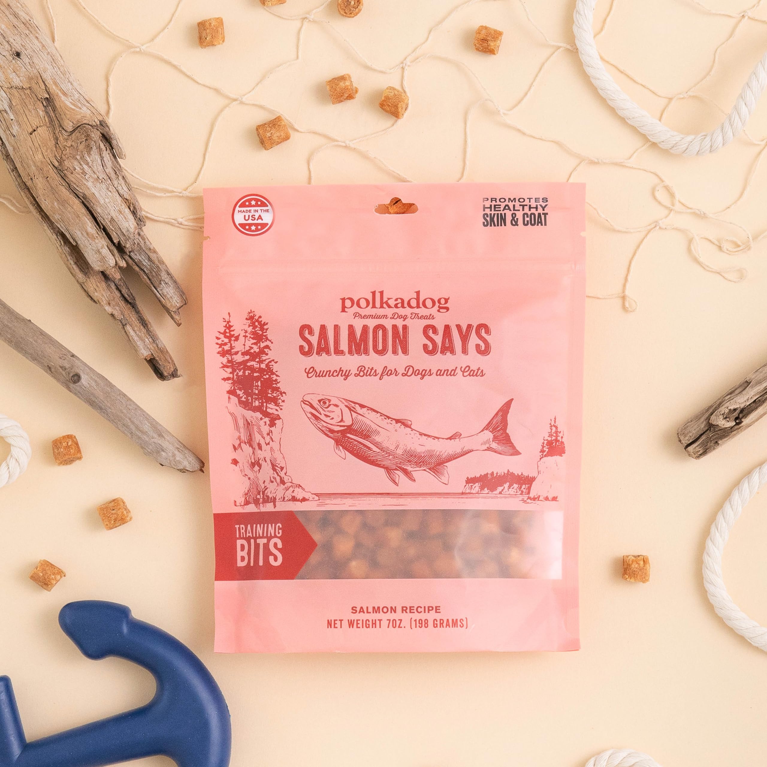 Polkadog Saumon pelage-brillant, texture croquante appréciée des chiens