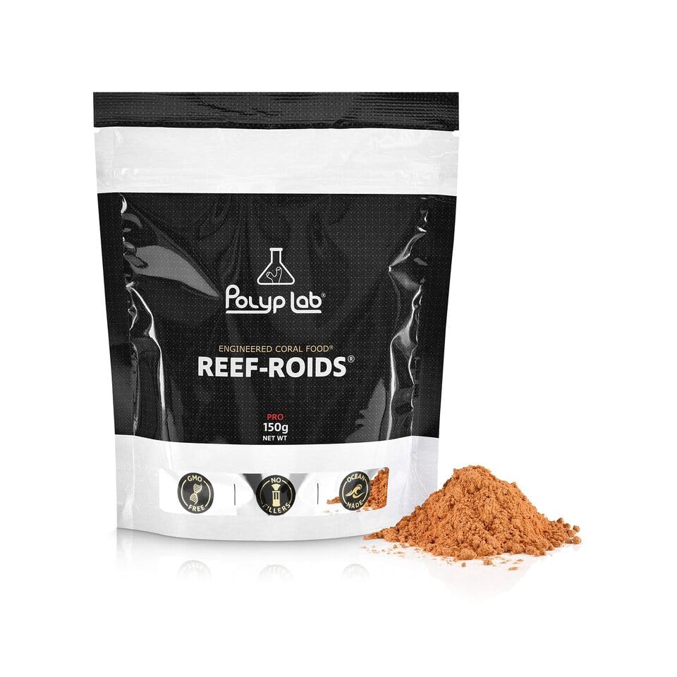 Polyp Lab Reef-Roids en tanque, alimento para corales que apoya la coloración y la salud.