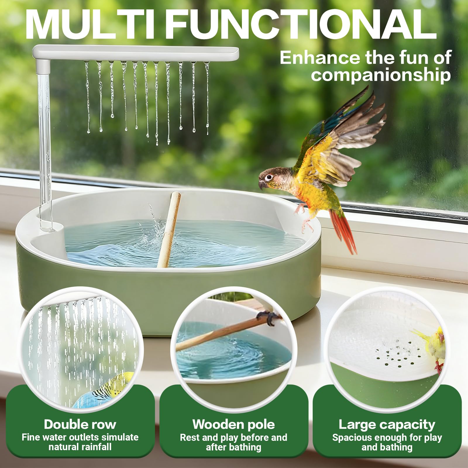 Pomfaee agua circulante para baño de pájaros