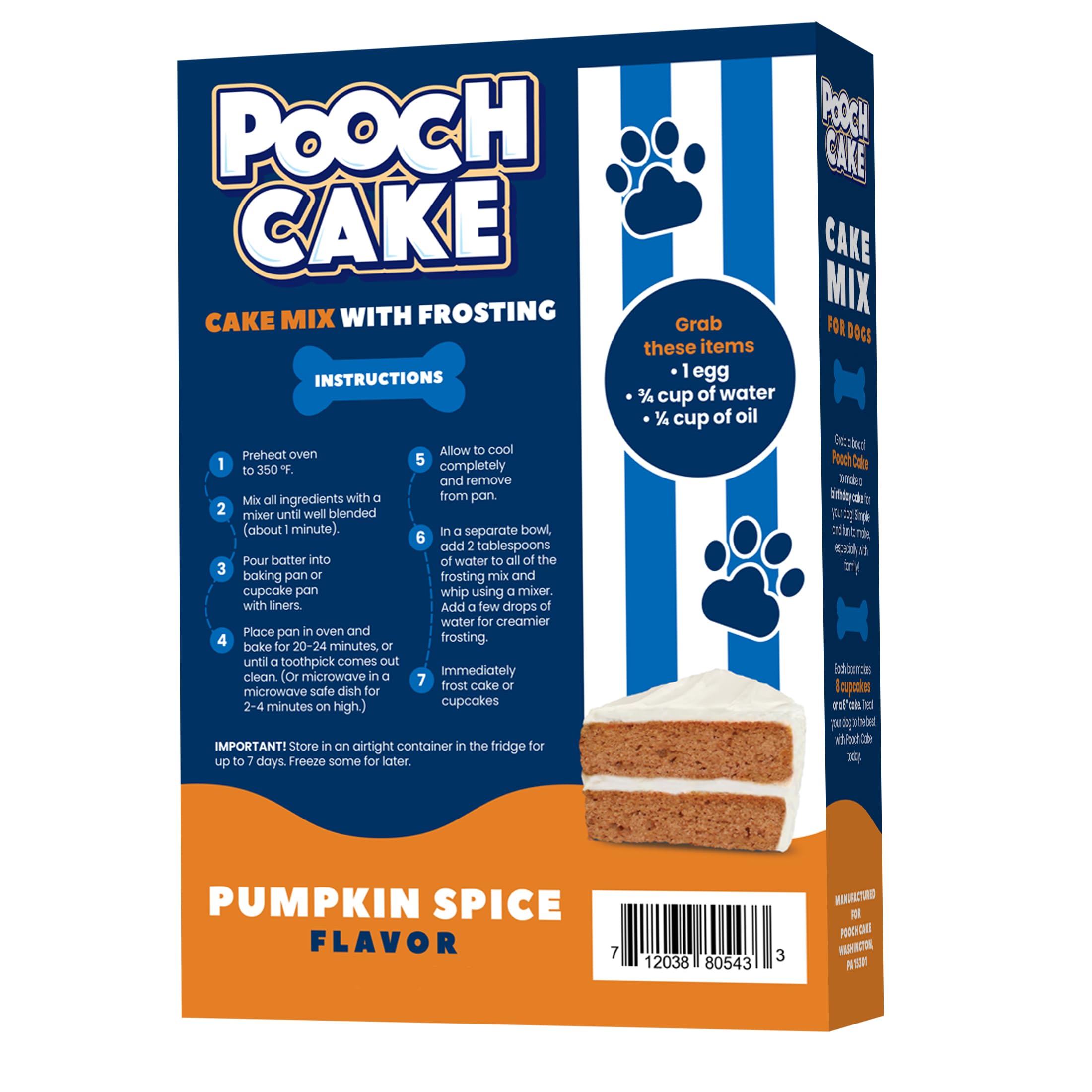 Pooch Cake mezcla de torta para perros, lista para hornear.