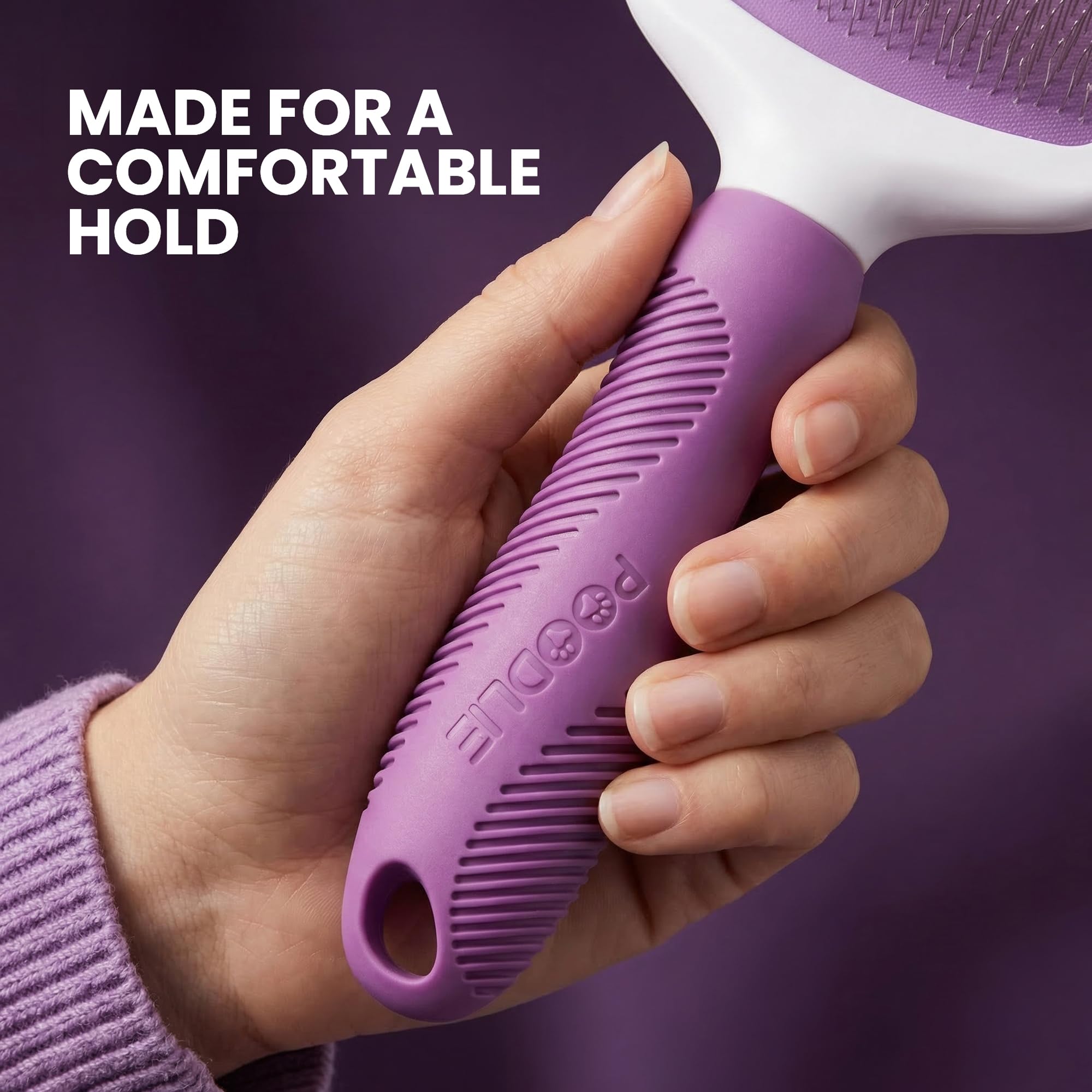 Poodlie Cepillo Slicker para doble capa, cabellera suave y manejable.