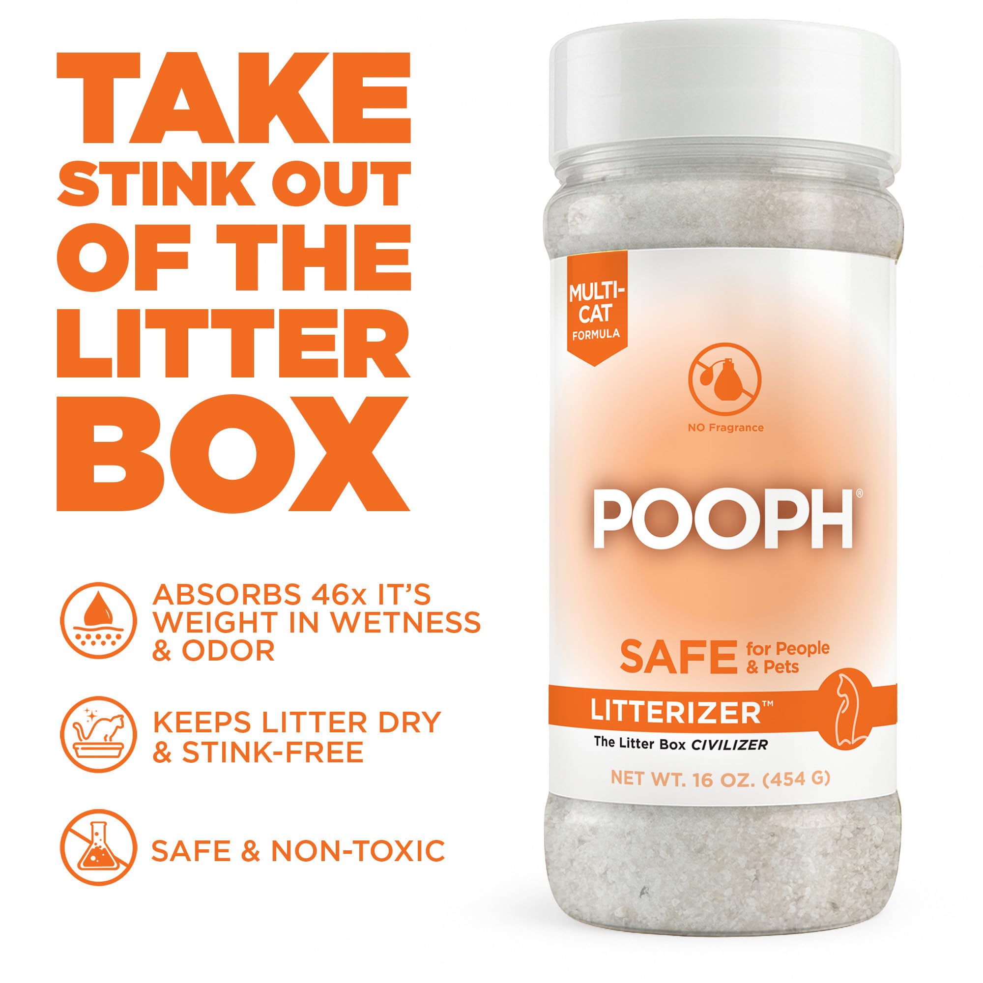 POOPH LITTERIZER en arenero, evita olores entre cambios de arena.