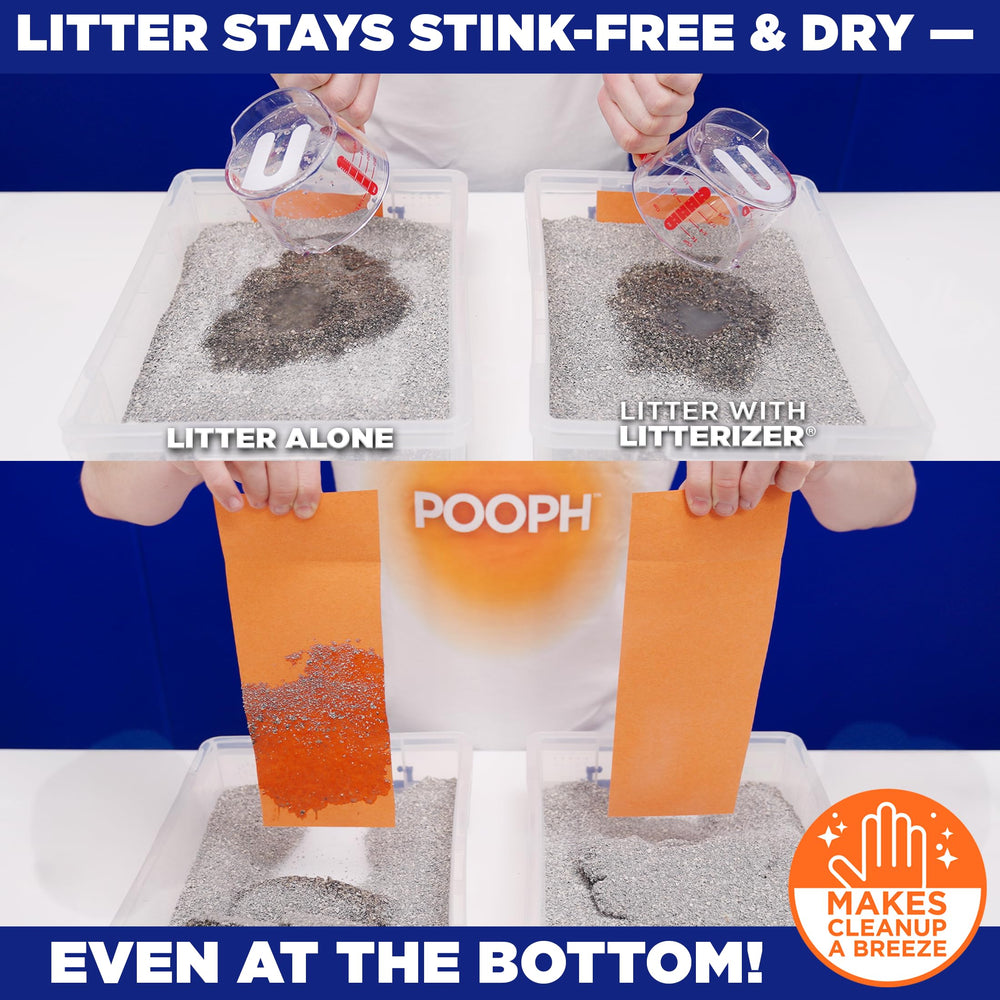 POOPH LITTERIZER sin fragancias, evita irritaciones en mascotas sensibles.