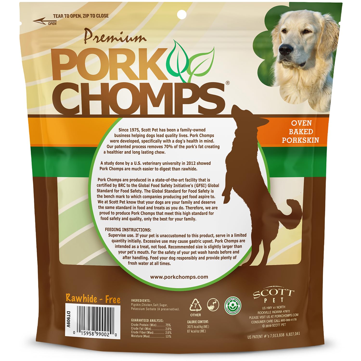 Pork Chomps apto para perros de todos los tamaños.