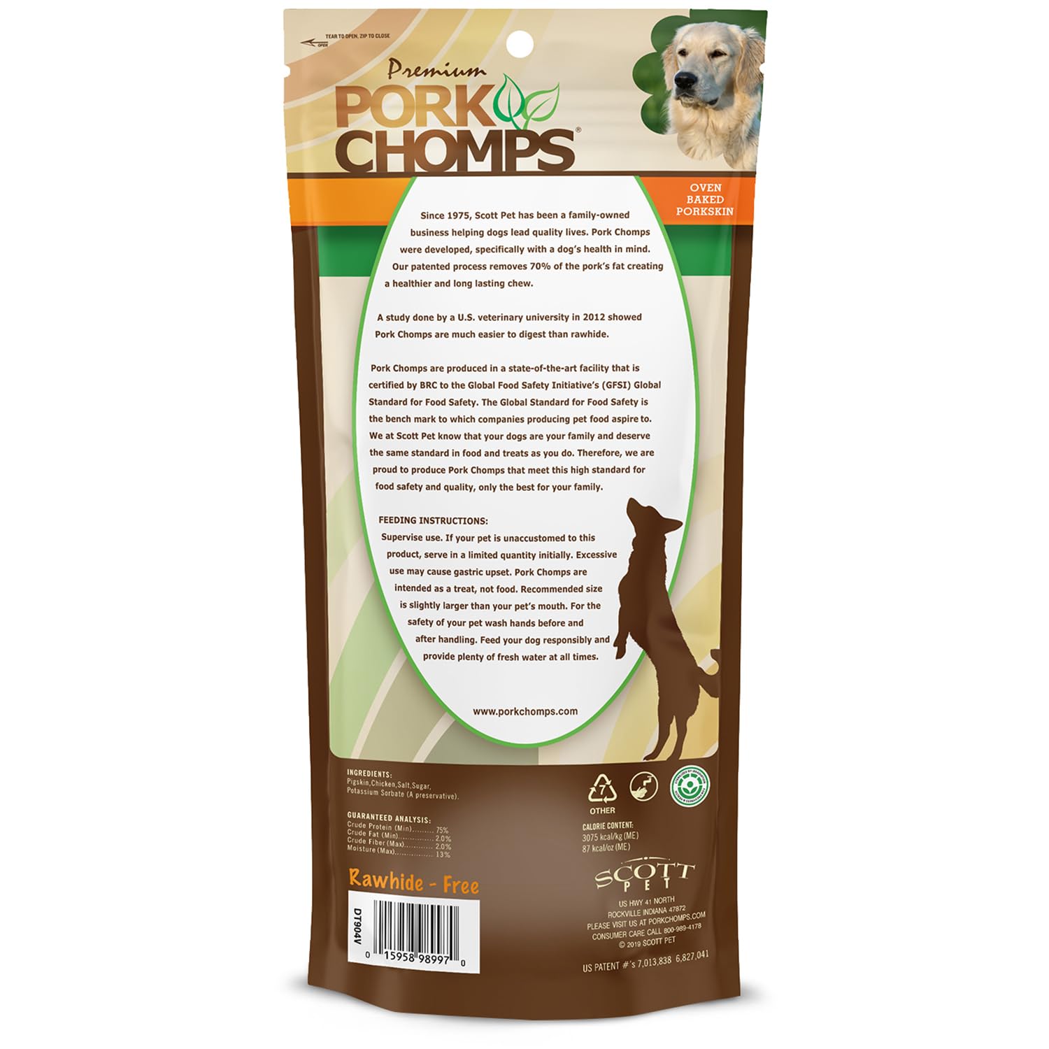 Pork Chomps perros-medianos-grandes: tamaño recomendado para masticar.