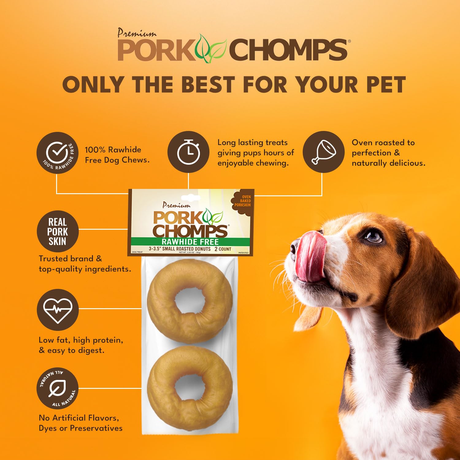 Pork Chomps ingredientes de calidad, piel de cerdo como primer ingrediente