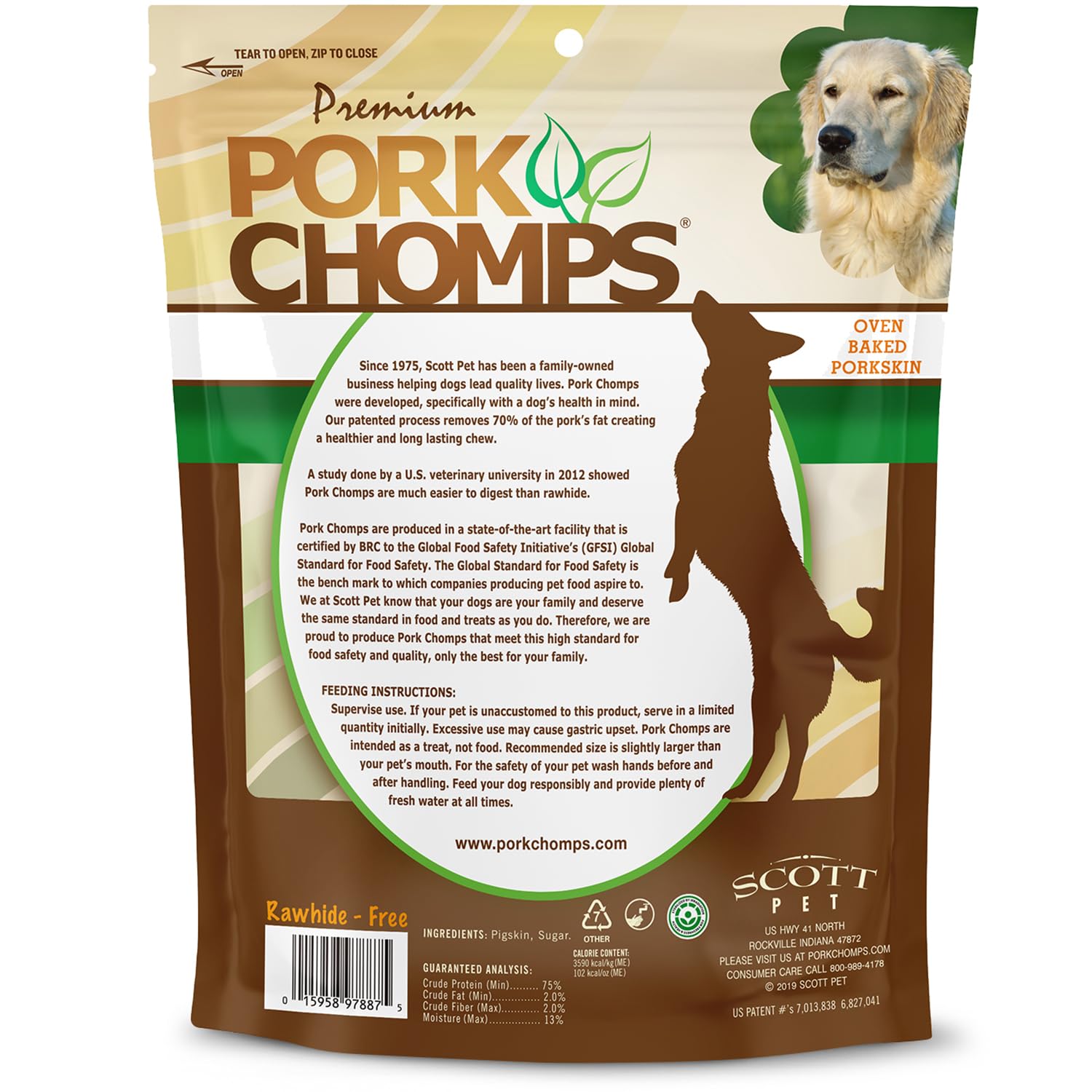 Pork Chomps masticables dentales naturales piel cerdo, apoyo para hábitos de limpieza dental.