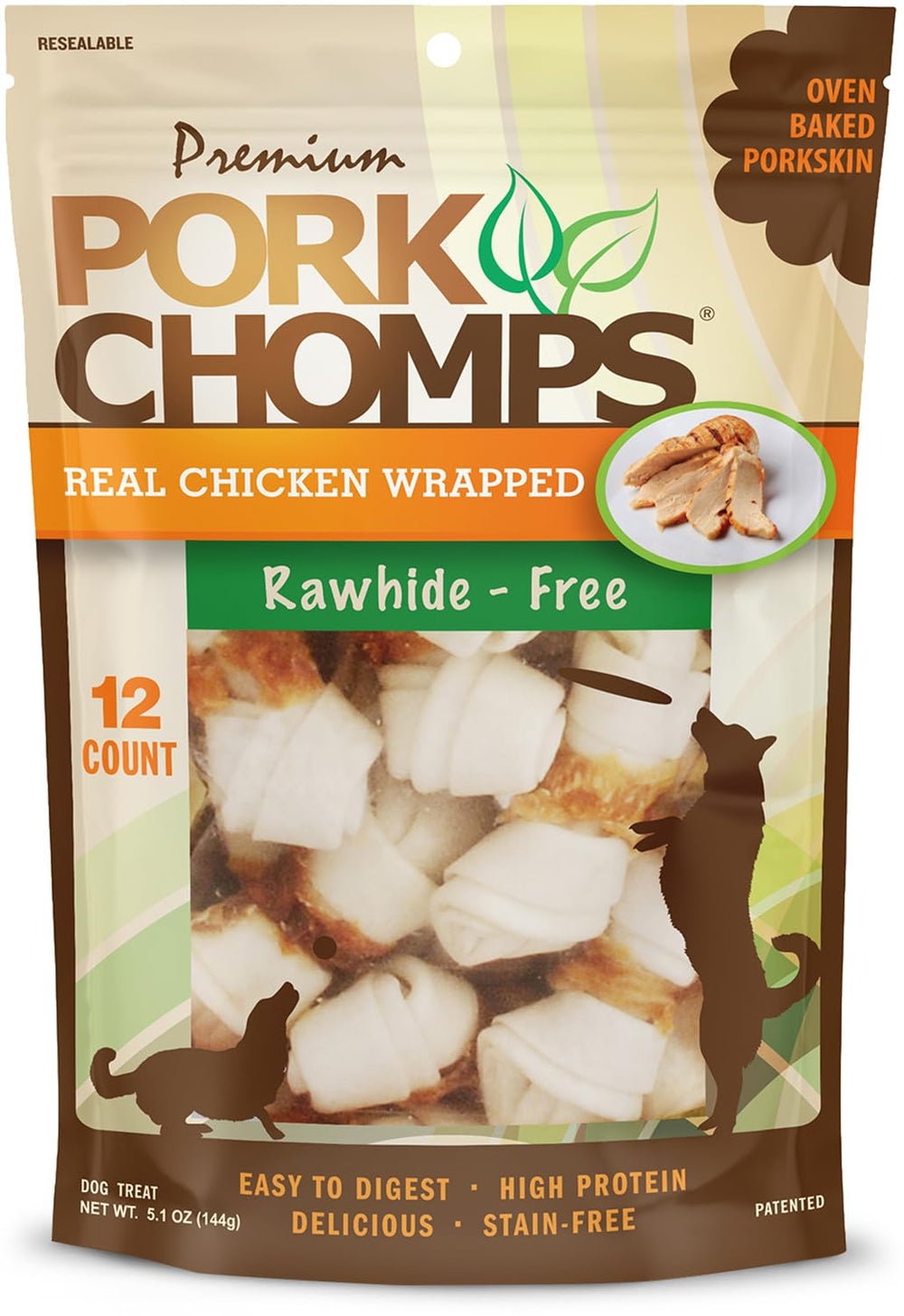 Pork Chomps nudos mini de 2,5 pulgadas con pollo: snack sabroso y fácil de digerir