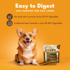 Pork Chomps paquete 10 unidades, snack duradero para perros.