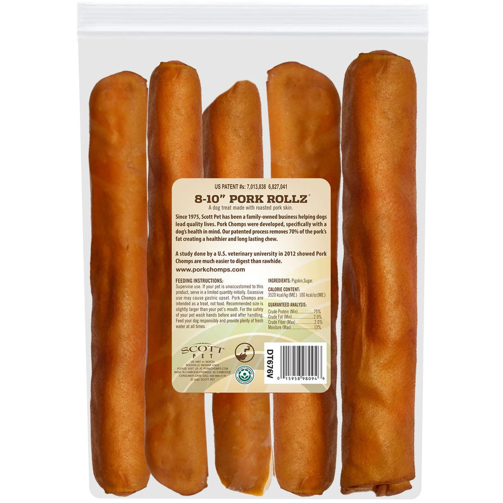 Pork Chomps Para perros de todos los tamaños, ideal como premio seguro.