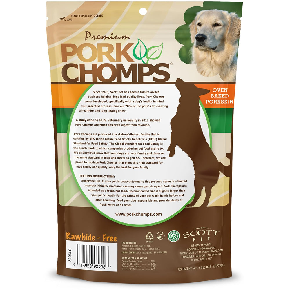 Pork Chomps apto para perros de todos los tamaños: tamaño ideal para bocas pequeñas