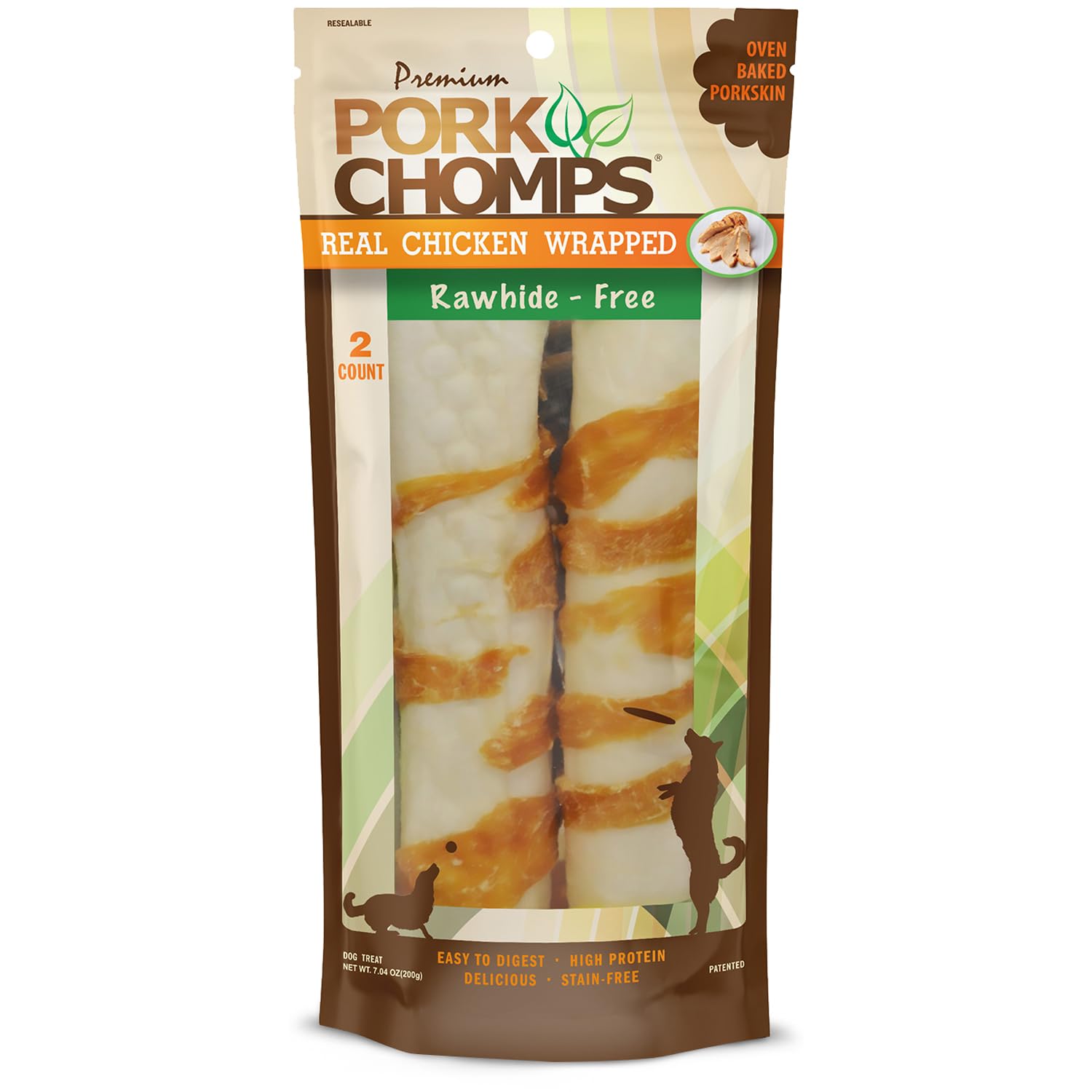 Pork Chomps rollos-8-pulgadas: masticación prolongada con sabor natural.