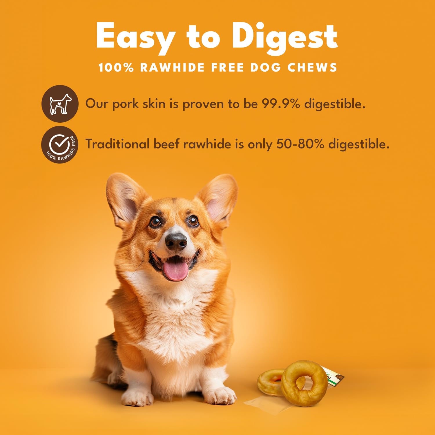 Pork Chomps rosquilla para perros con pollo real, sabor natural para entrenamiento
