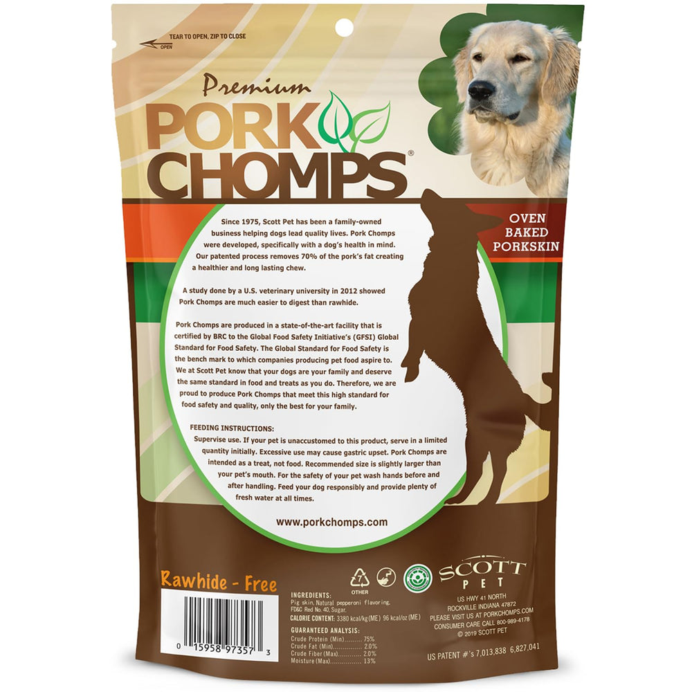 Sabor pepperoni de Pork Chomps atractivo para perros de todos tamaños